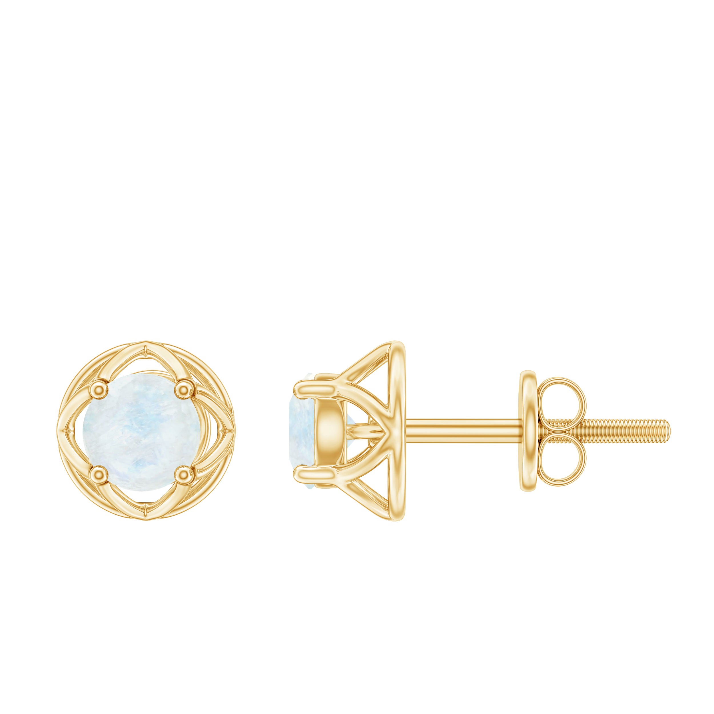 0.7 Carat Moonstone Flower Stud Earrings AAA - Rosec Jewels