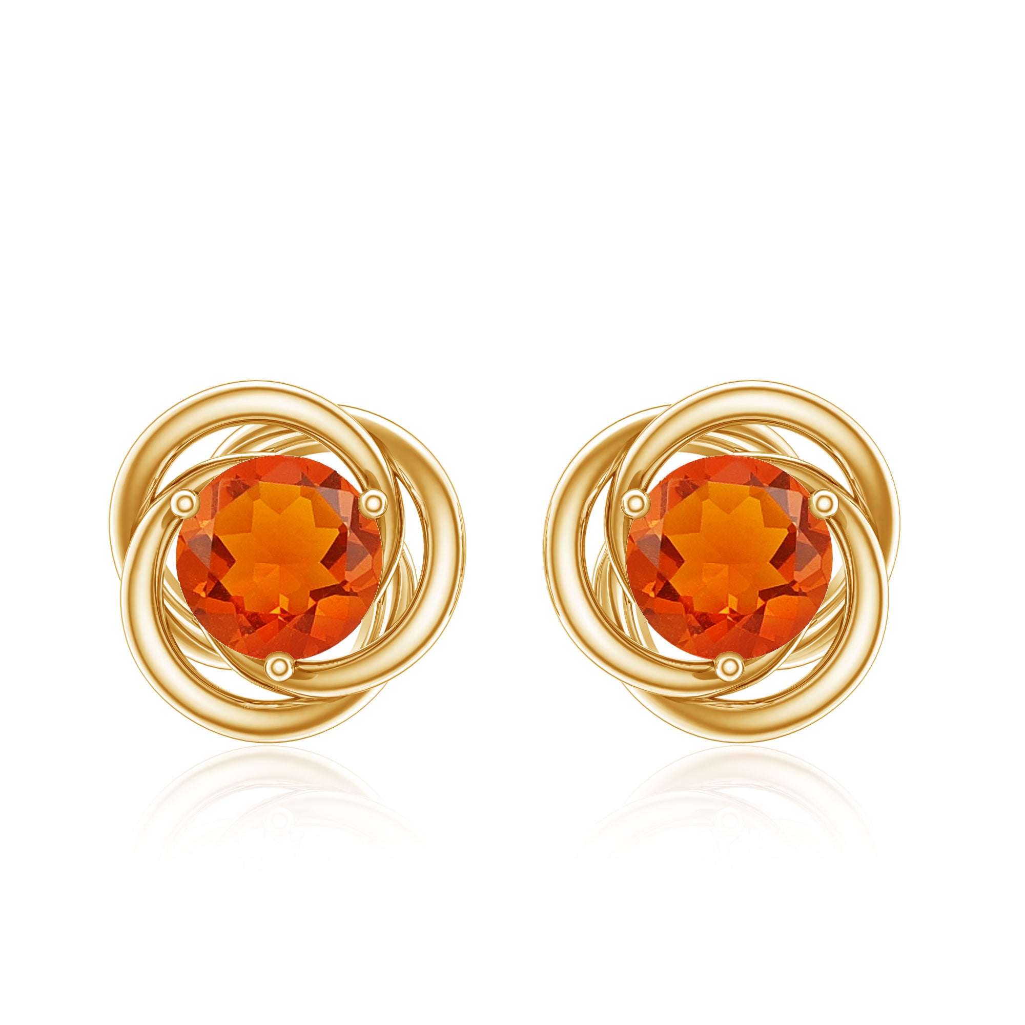 Solitaire 0.9 Carat Fire Opal Swirl Stud Earrings in 3 Prong Setting AAA - Rosec Jewels