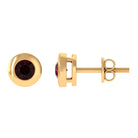 Garnet Solitaire Stud Earrings in Bezel Setting Garnet - ( AAA ) - Quality - Rosec Jewels