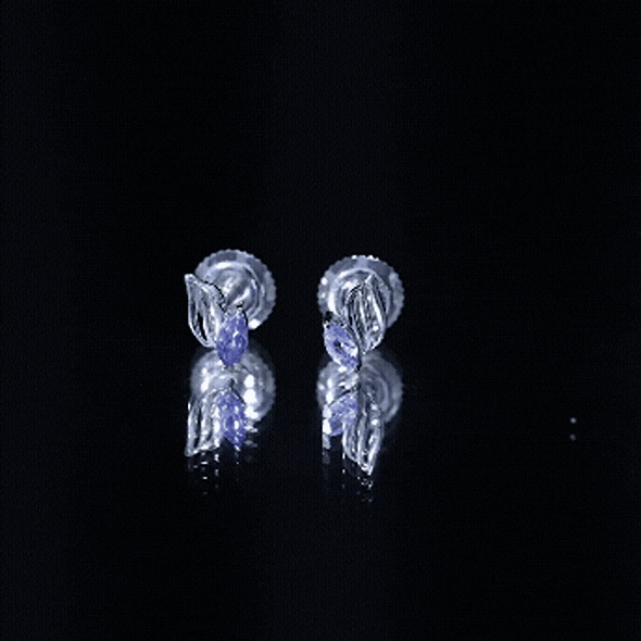 Natural Marquise Tanzanite Leaf Earrings with Screw Back AAA 92.5 Sterling Silver - Rosec Jewels