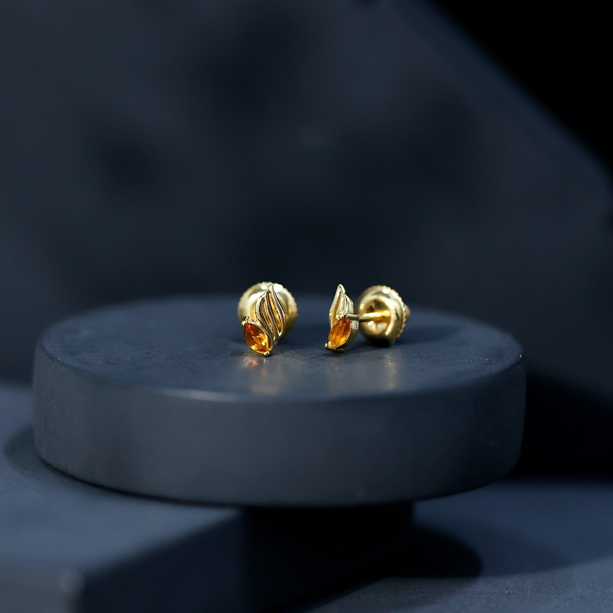 Nature Inspired Citrine Leaf Earrings in Gold Plated Silver AAA 14K Yellow Gold Plated Silver - Rosec Jewels