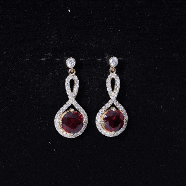 Lab Grown Ruby Diamond Drop Earrings AAAA - Rosec Jewels