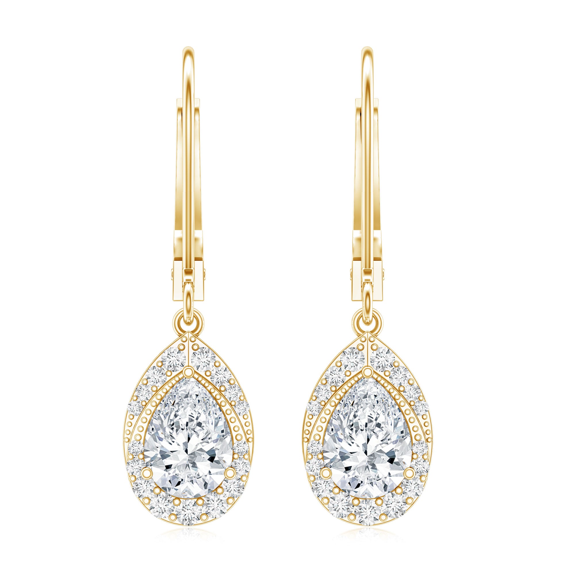 Lab Grown Diamond Drop Dangle Earrings With Lever Back Lab - ( EF-VS ) - Rosec Jewels