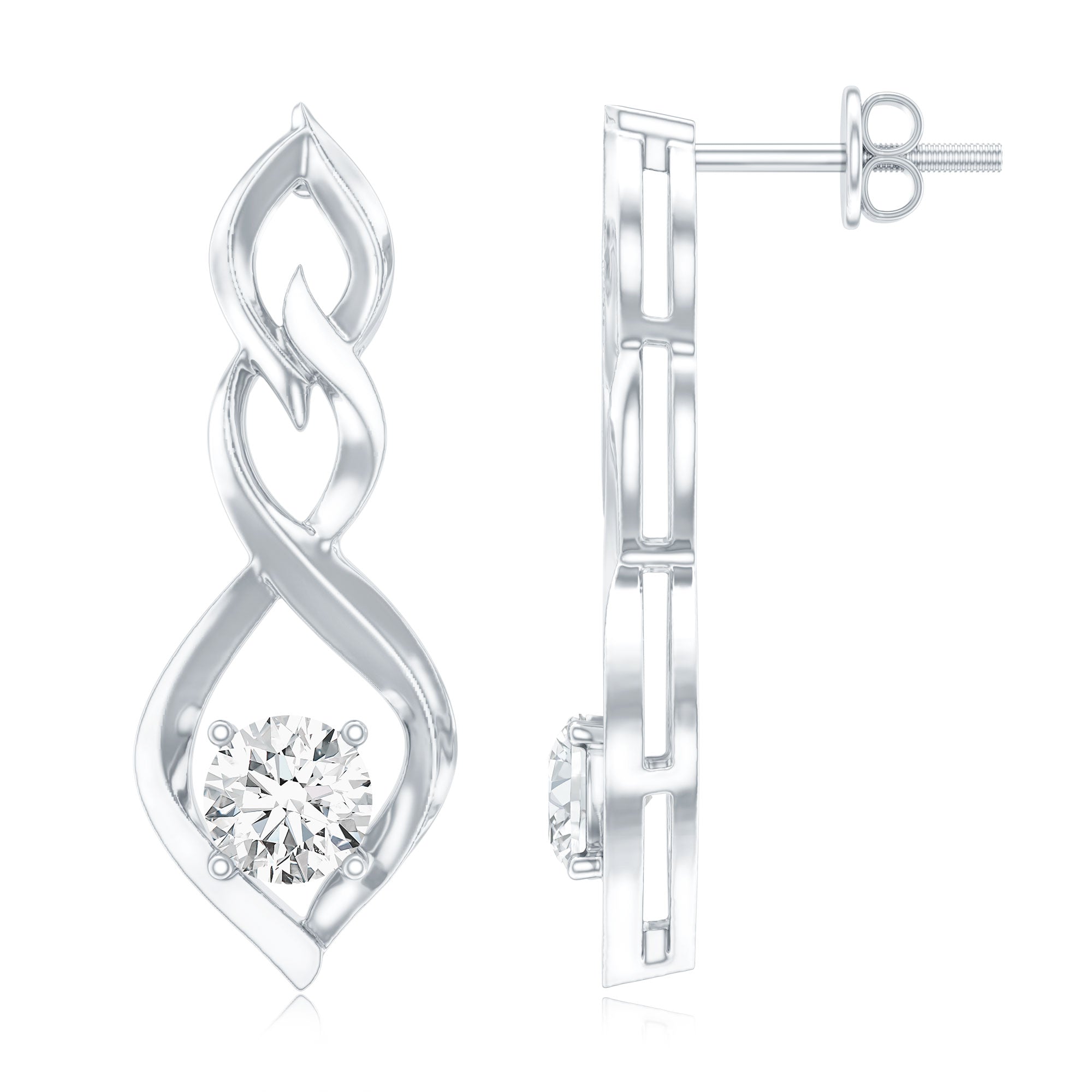 Certified Lab Grown Diamond Bridal Earrings With Screw Back Lab - ( EF-VS ) - Rosec Jewels