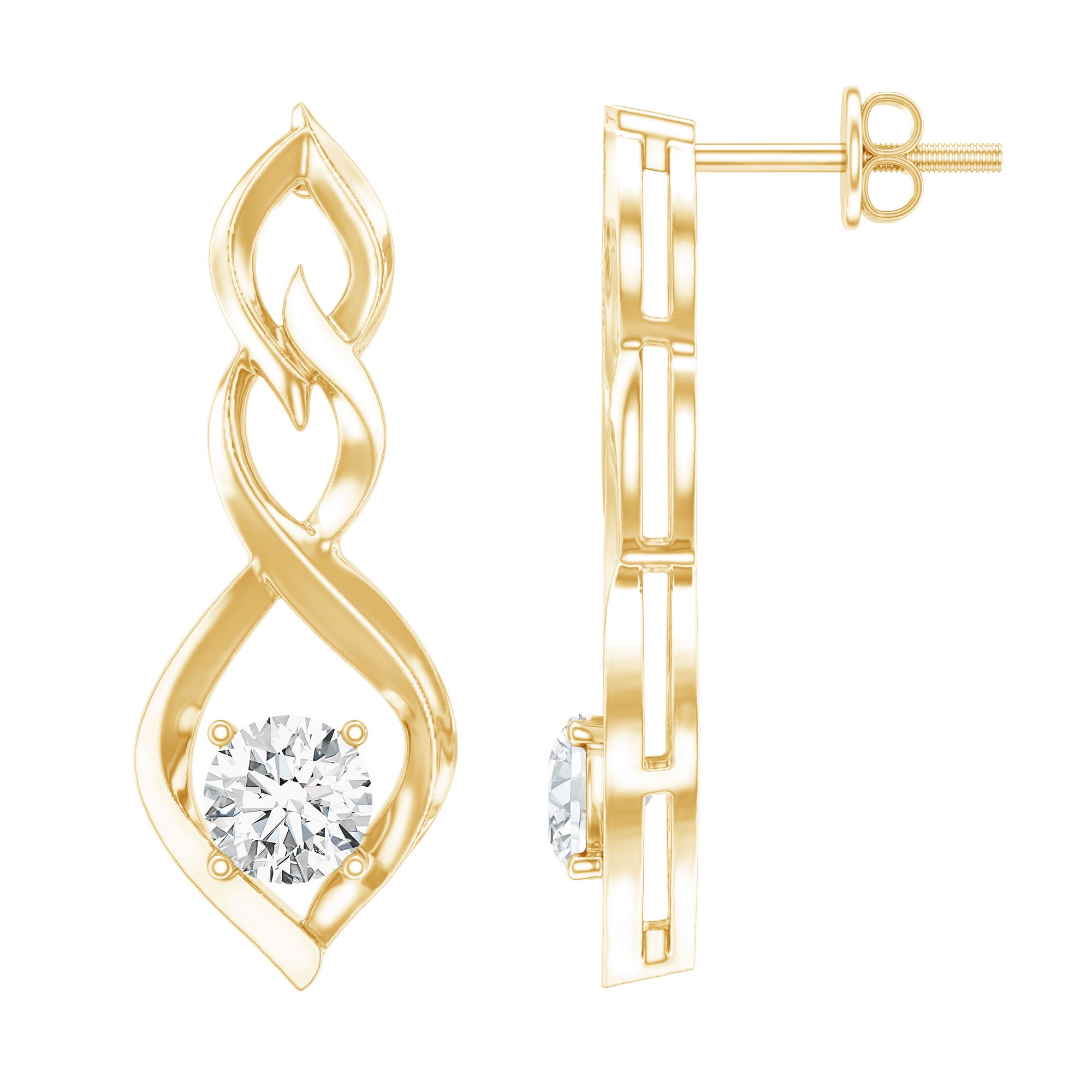 Certified Lab Grown Diamond Bridal Earrings With Screw Back Lab - ( EF-VS ) - Rosec Jewels