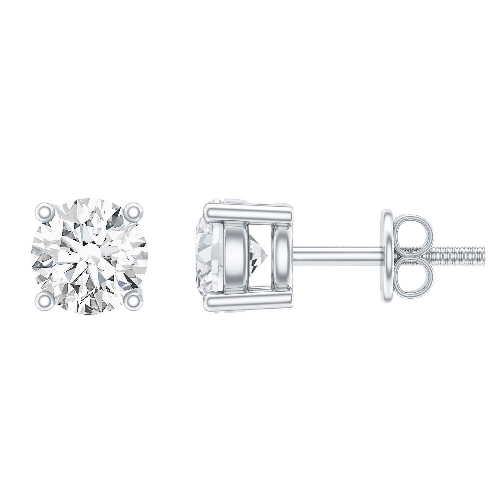 Certified 0.5 Carat Lab Grown Diamond Studs Lab - ( EF-VS ) 92.5 Sterling Silver - Rosec Jewels