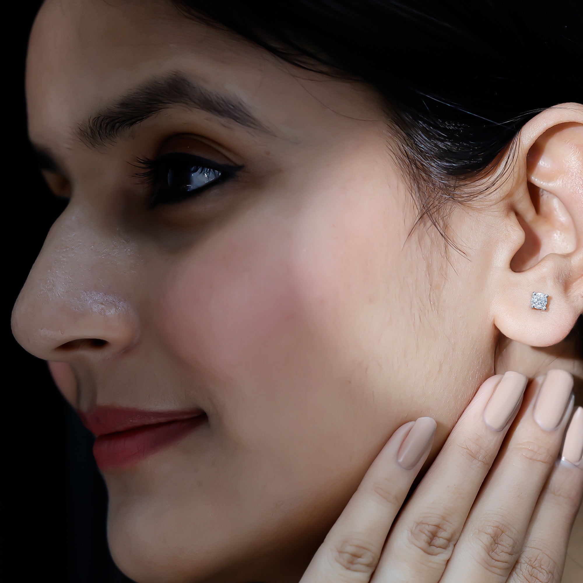 Certified 0.5 Carat Lab Grown Diamond Studs Lab - ( EF-VS ) 92.5 Sterling Silver - Rosec Jewels