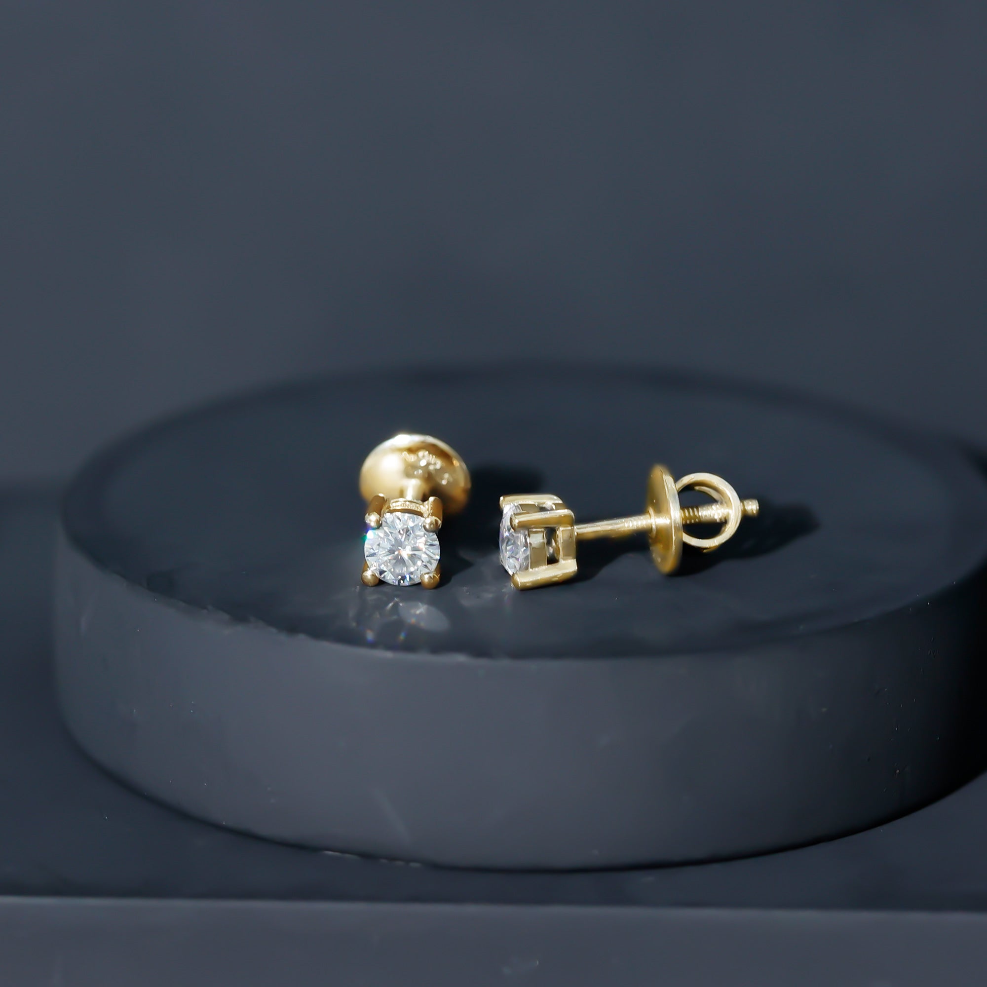 Certified 0.5 Carat Lab Grown Diamond Studs Lab - ( EF-VS ) 14K Yellow Gold Plated Silver - Rosec Jewels