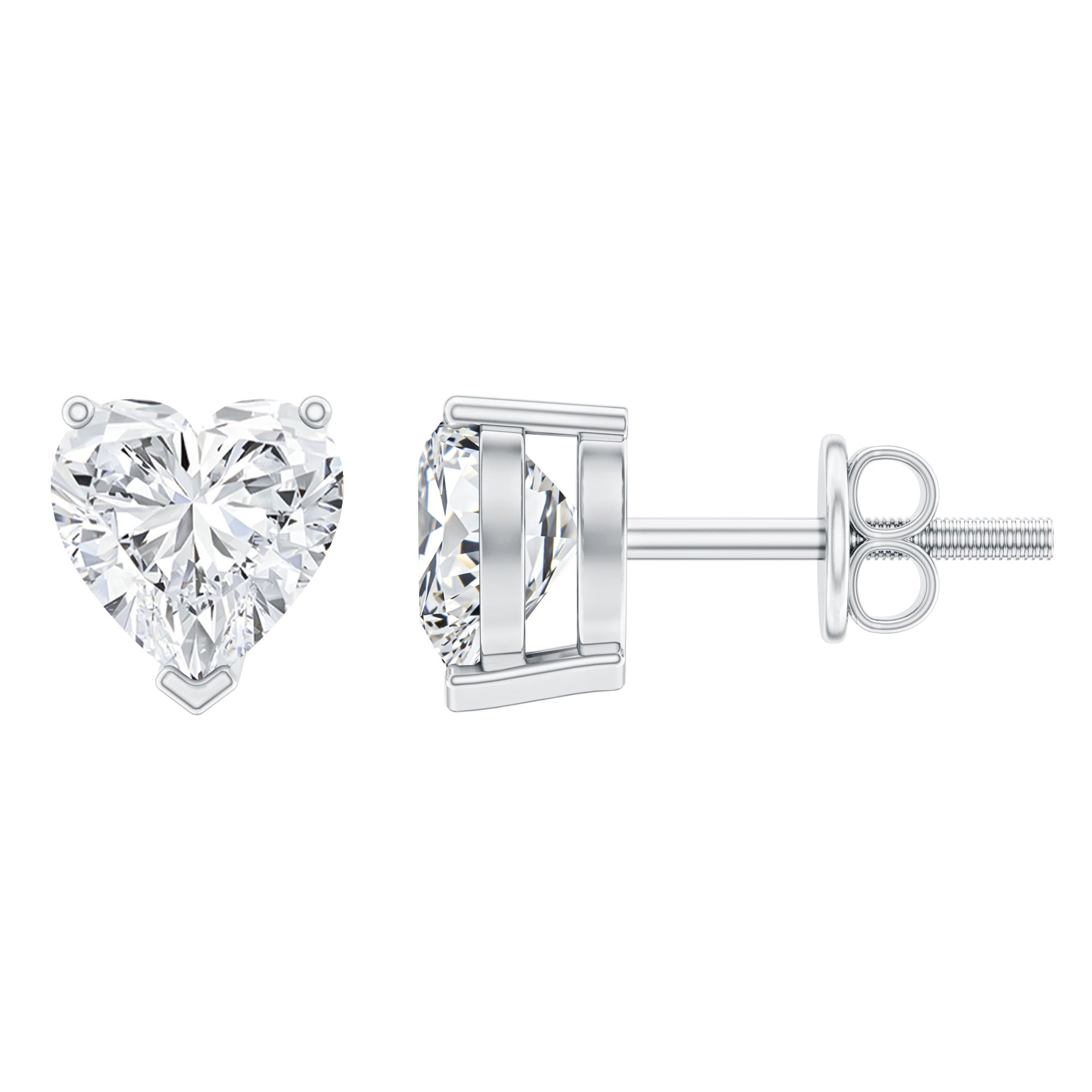 1 Carat Lab Grown Diamond Heart Stud Earrings in 14K Gold Plated Silver Lab - ( EF-VS ) 92.5 Sterling Silver - Rosec Jewels