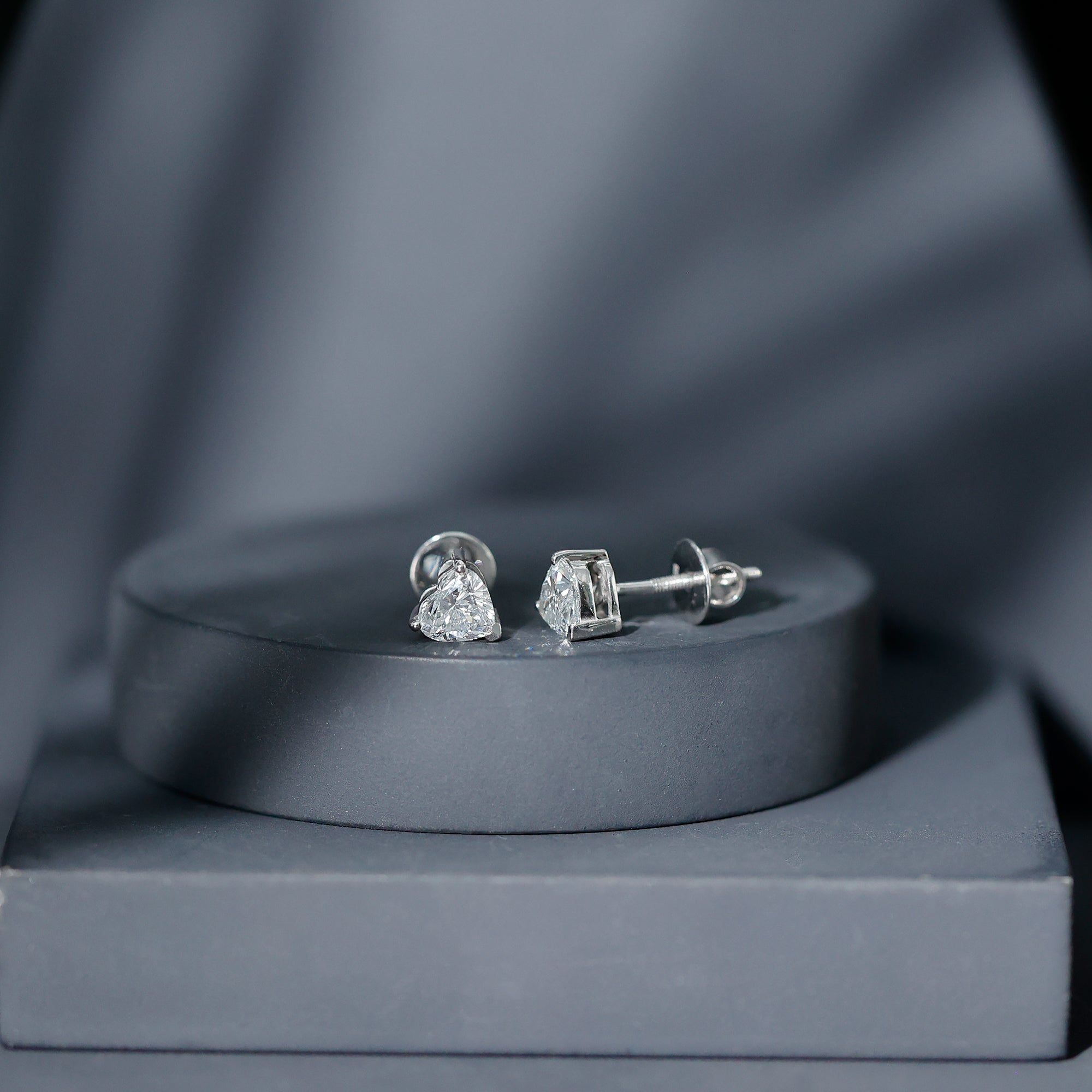 1 Carat Lab Grown Diamond Heart Stud Earrings in 14K Gold Plated Silver Lab - ( EF-VS ) 92.5 Sterling Silver - Rosec Jewels