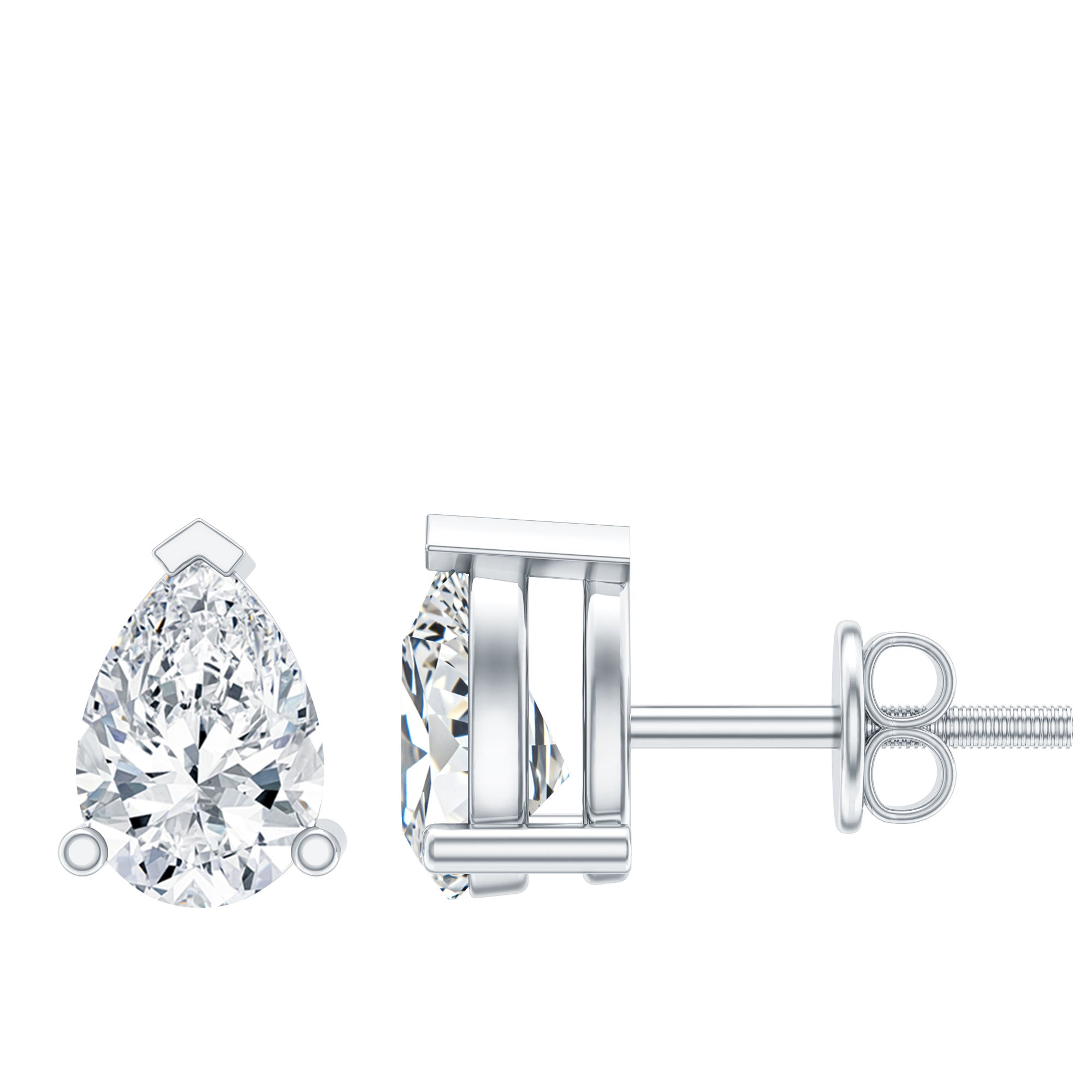 Certified 0.7 Carat Lab Grown Diamond Stud Earrings in Sterling Silver Lab - ( EF-VS ) 92.5 Sterling Silver - Rosec Jewels