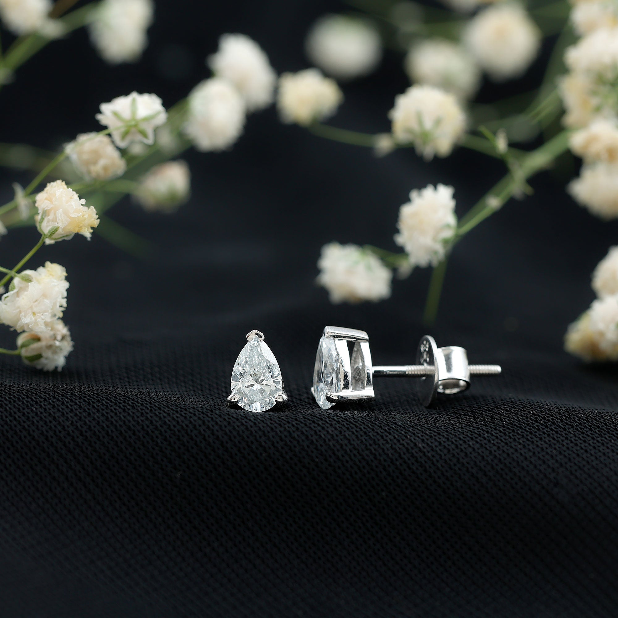 Certified 0.7 Carat Lab Grown Diamond Stud Earrings in Sterling Silver Lab - ( EF-VS ) 92.5 Sterling Silver - Rosec Jewels