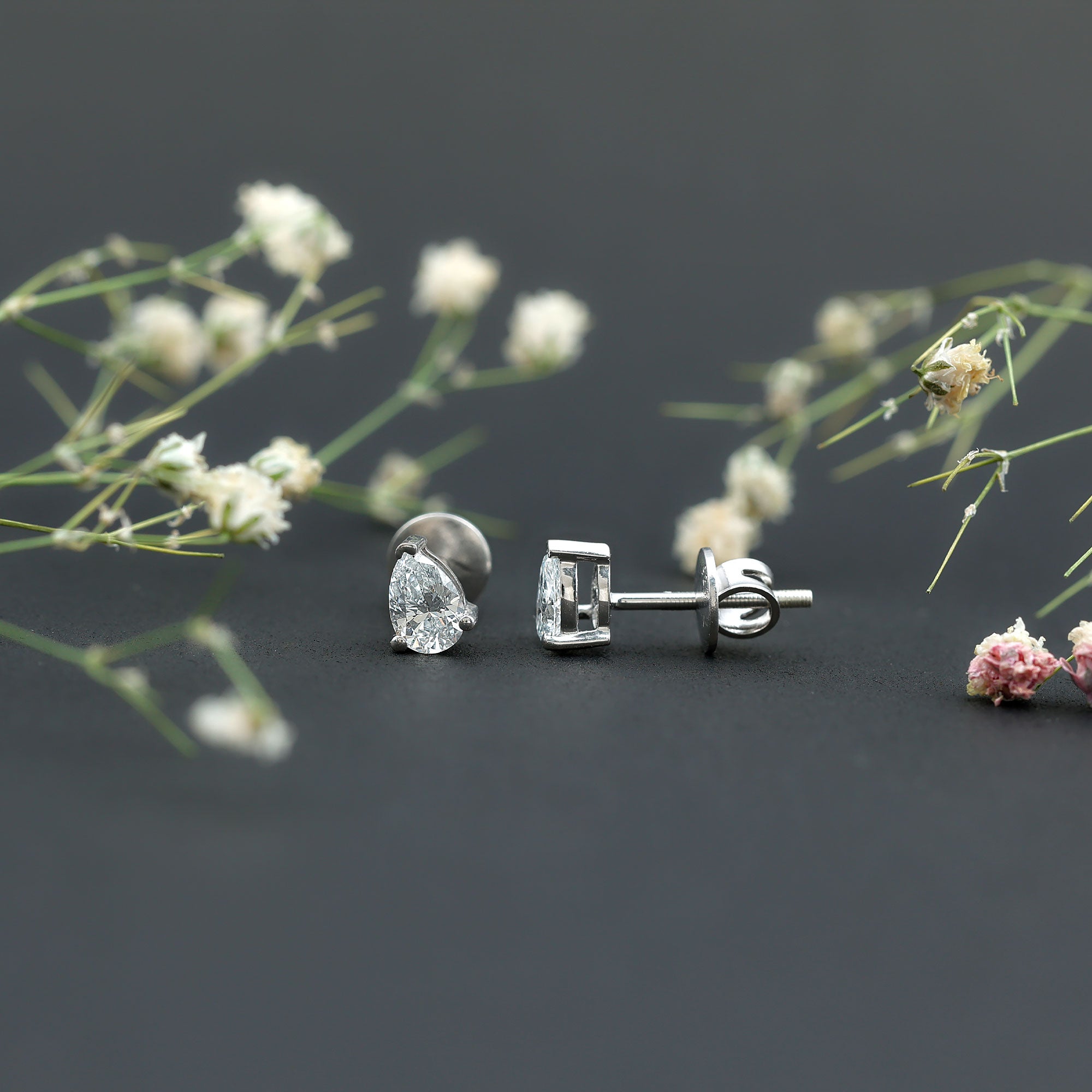 Certified 0.7 Carat Lab Grown Diamond Stud Earrings in Sterling Silver Lab - ( EF-VS ) 92.5 Sterling Silver - Rosec Jewels