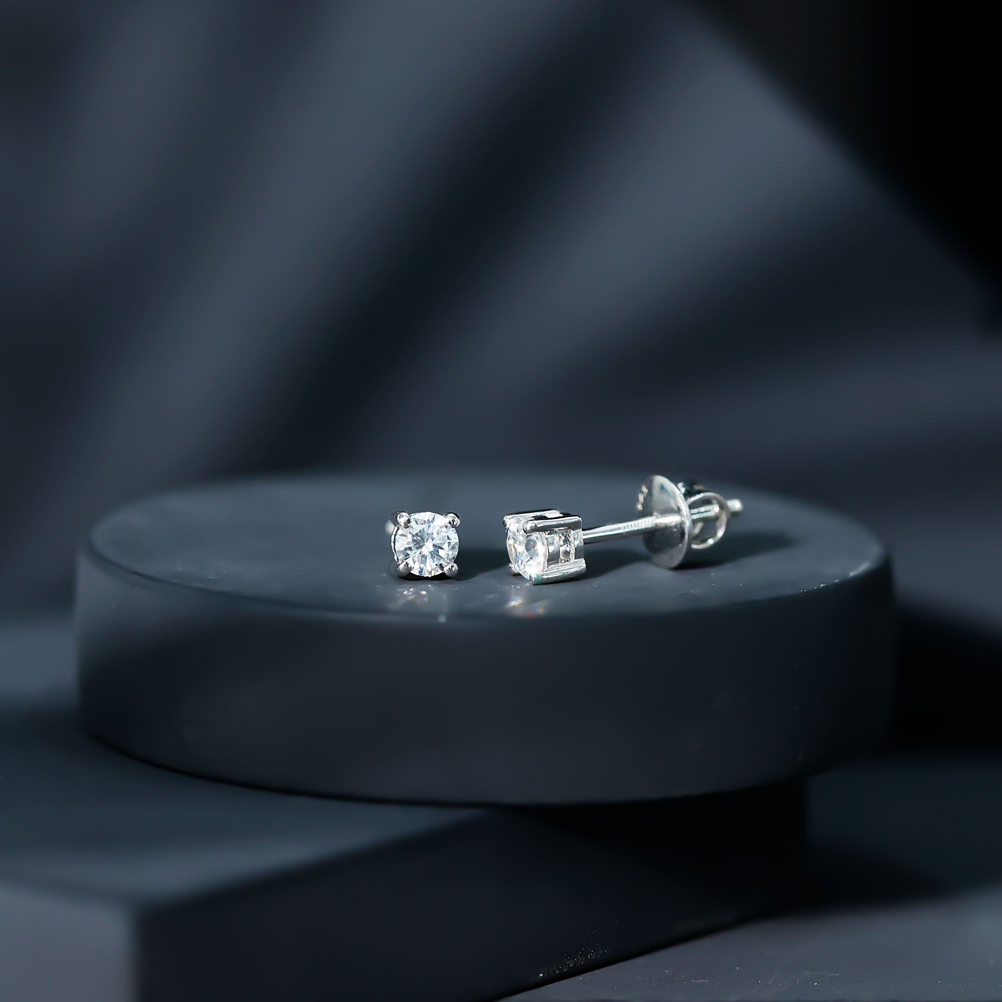 Certified Cubic Zirconia Half Carat Stud Earrings with Screw Back AAAAA 92.5 Sterling Silver - Rosec Jewels