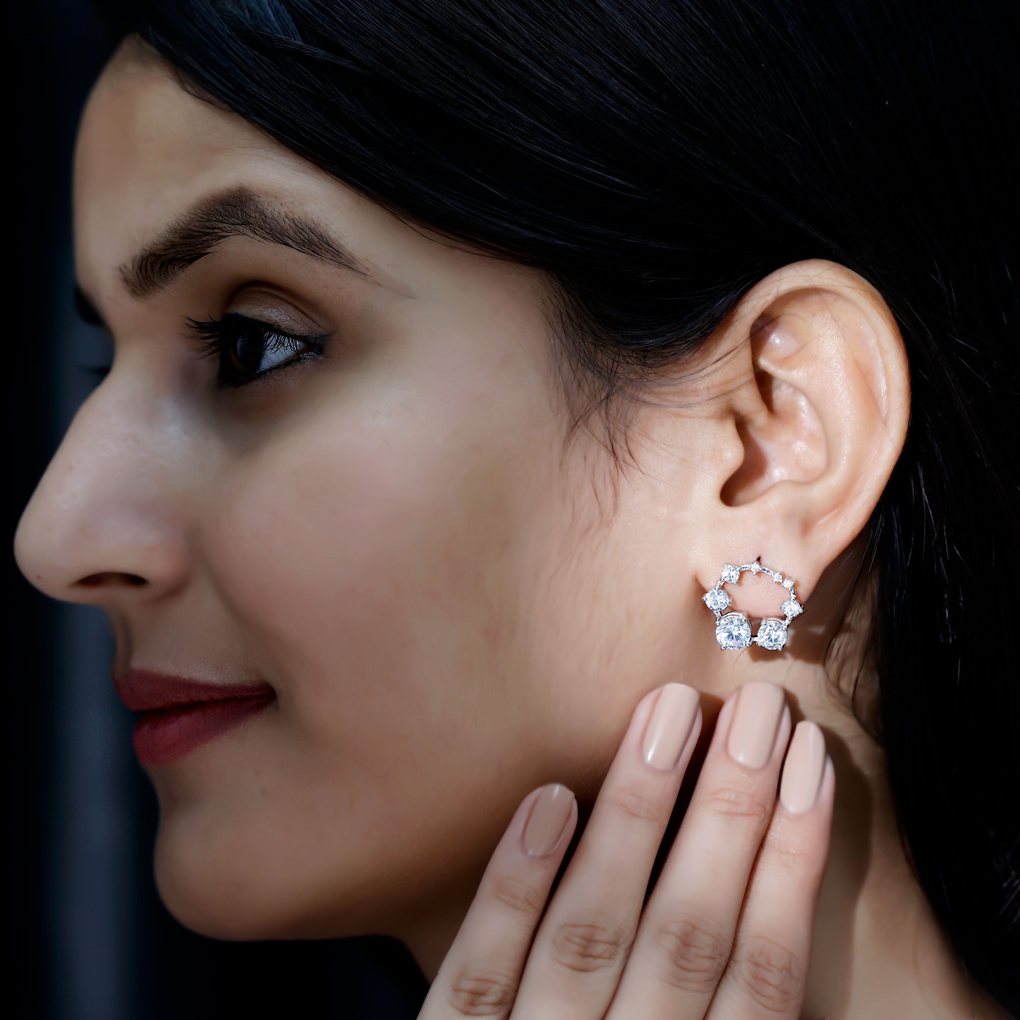 Cubic Zirconia Big Stud Earrings with Screw Backs AAAAA 92.5 Sterling Silver - Rosec Jewels