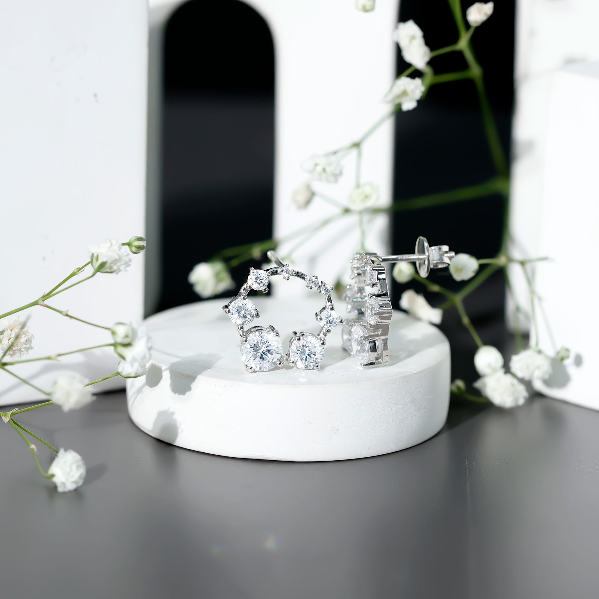 Cubic Zirconia Big Stud Earrings with Screw Backs AAAAA 92.5 Sterling Silver - Rosec Jewels