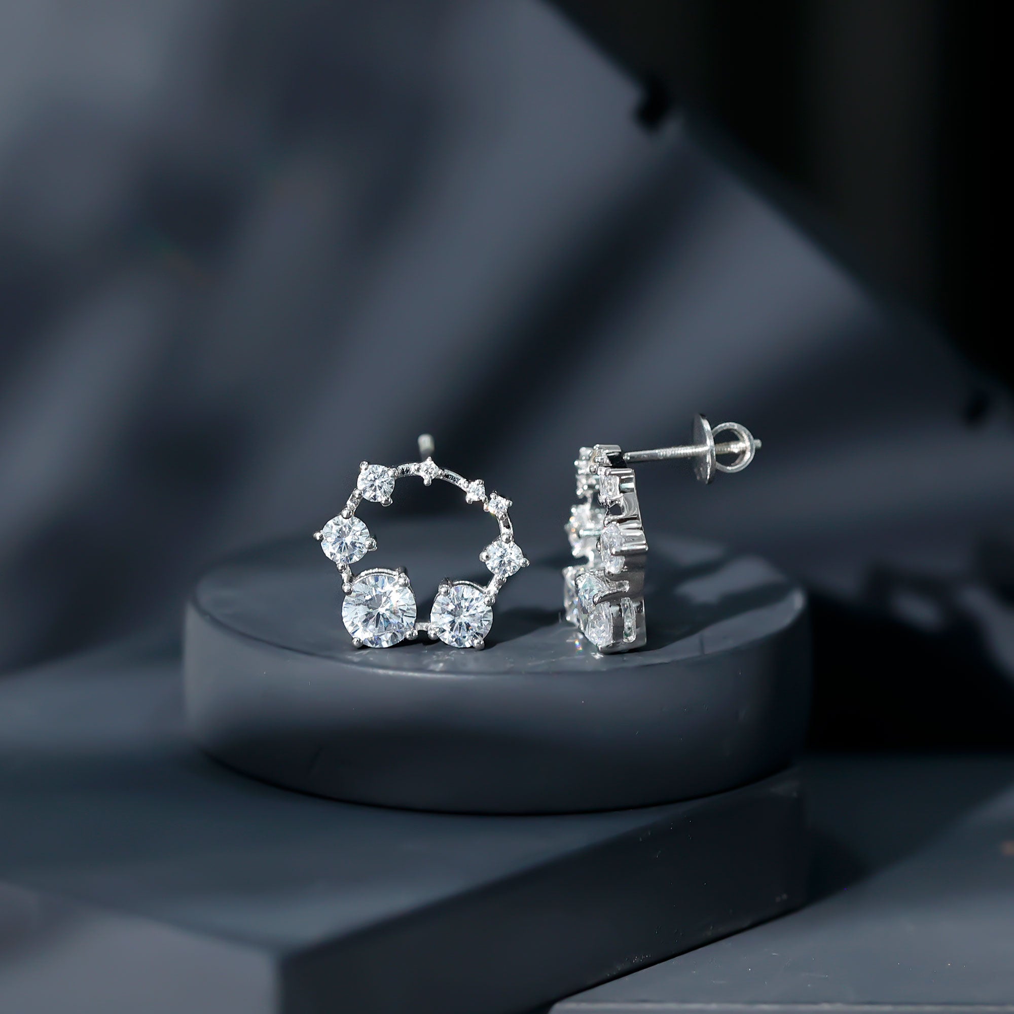 Cubic Zirconia Big Stud Earrings with Screw Backs AAAAA 92.5 Sterling Silver - Rosec Jewels
