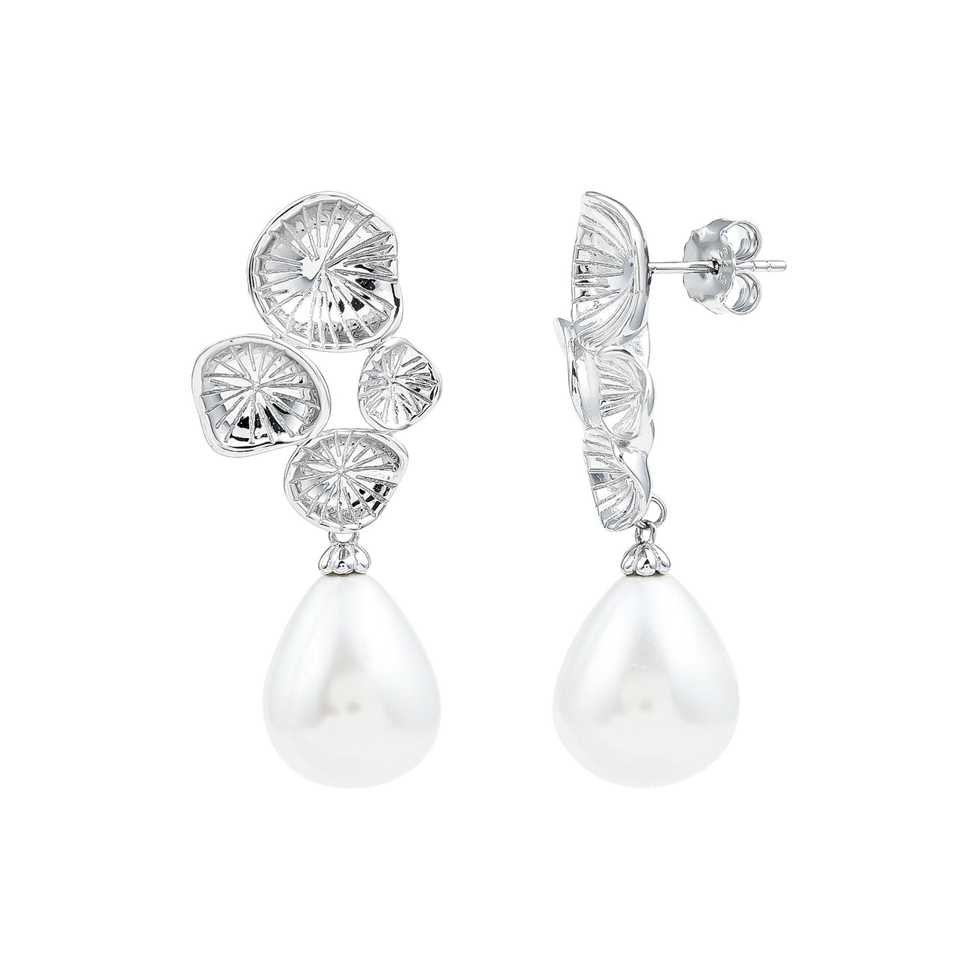 24 Carat Freshwater Cultured Pearl Dangling Earrings in Silver AAA 92.5 Sterling Silver - Rosec Jewels