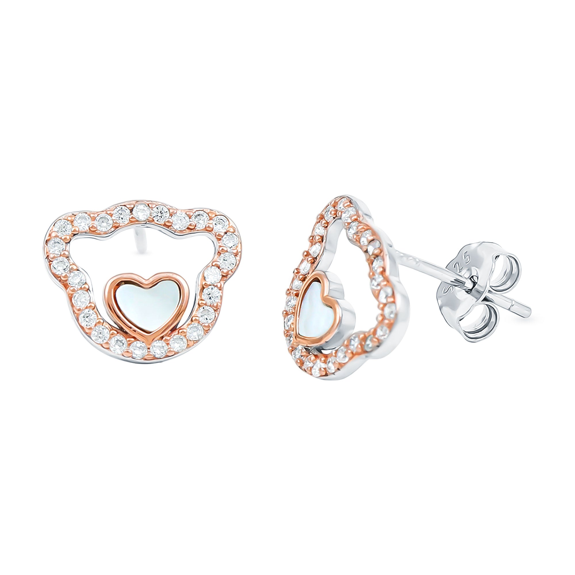 Rosec Jewels-Sterling Silver Teddy Bear Stud Earrings