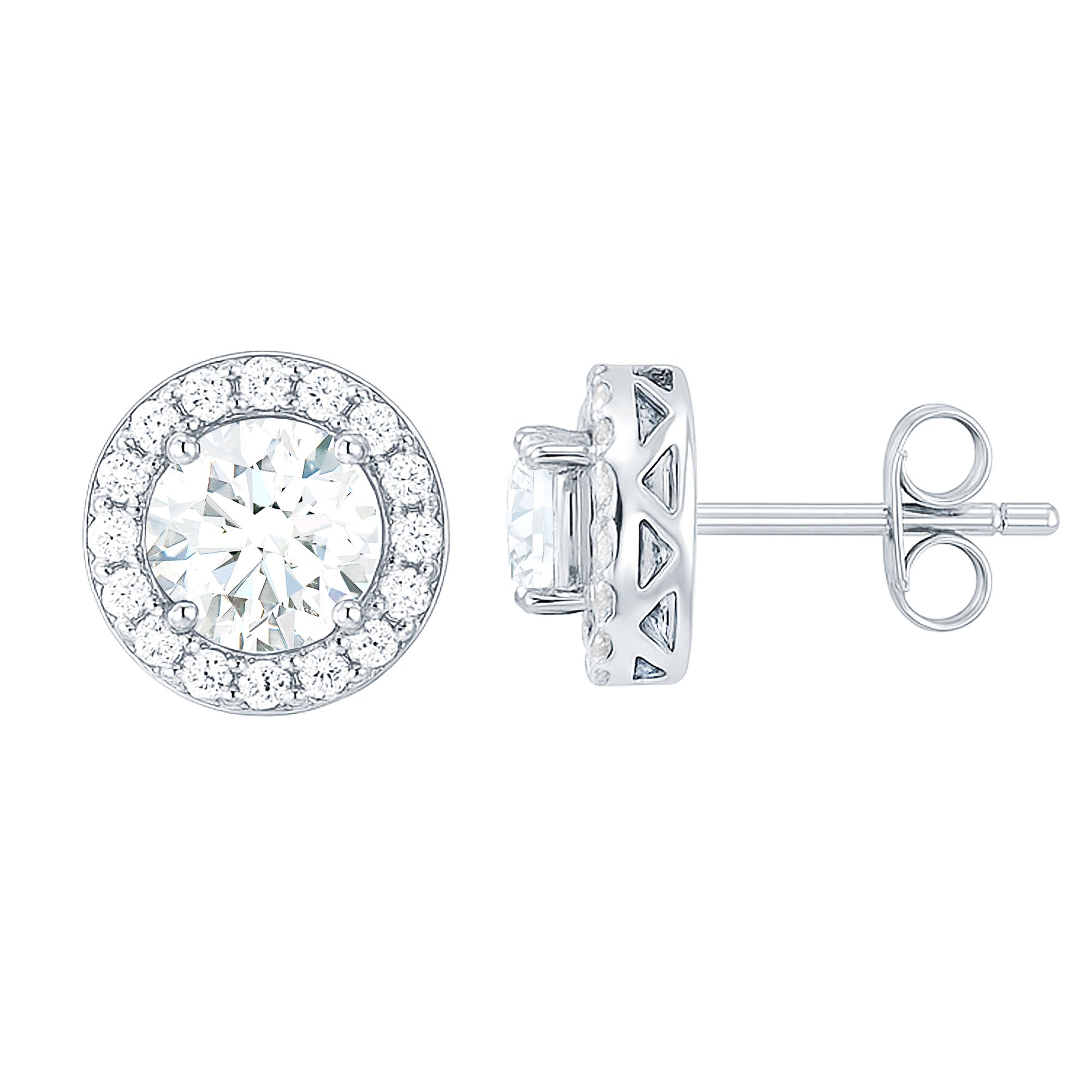 Certified Cubic Zirconia Stud Earrings in Silver
