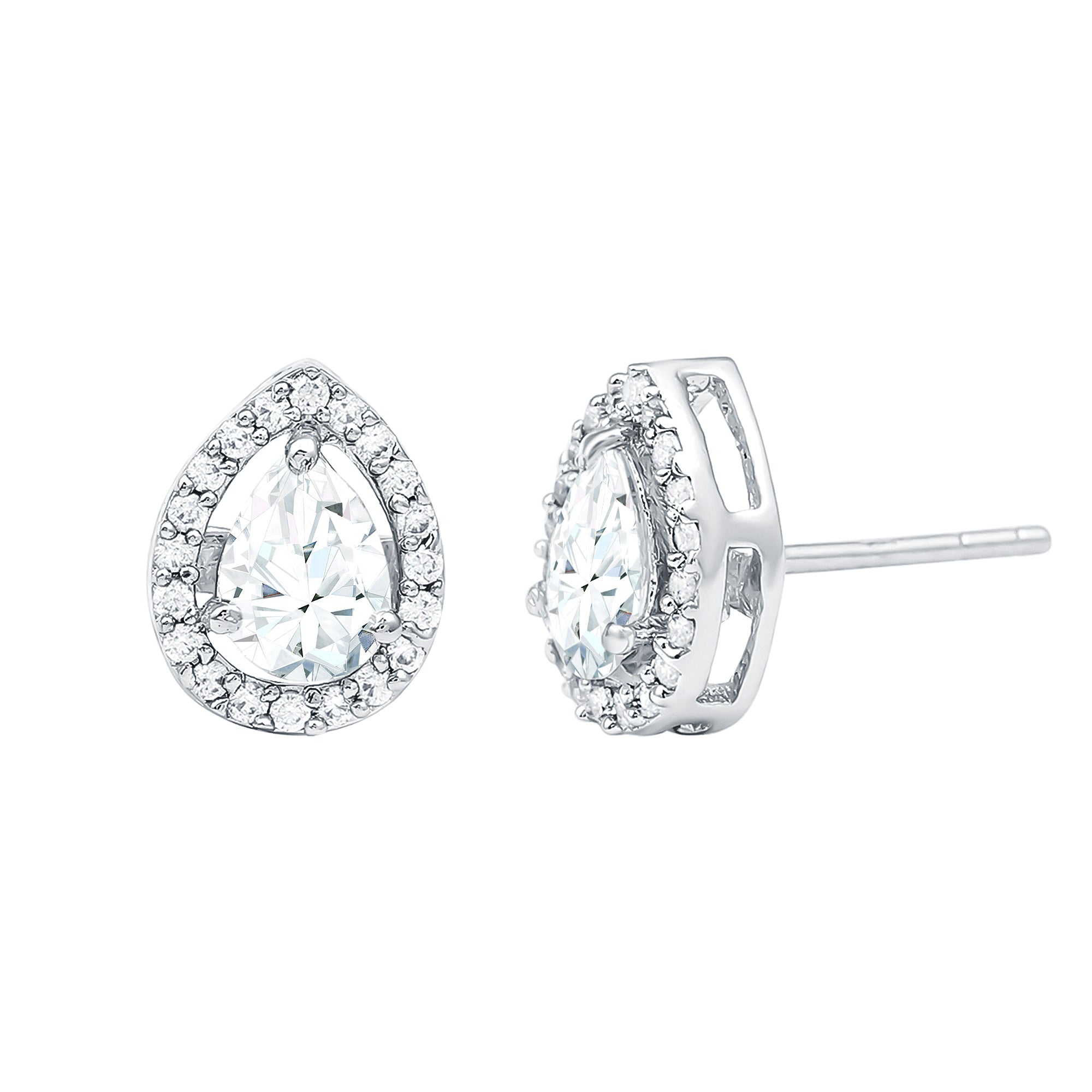 Certified Cubic Zirconia Pear Shaped Earrings with Screw Back