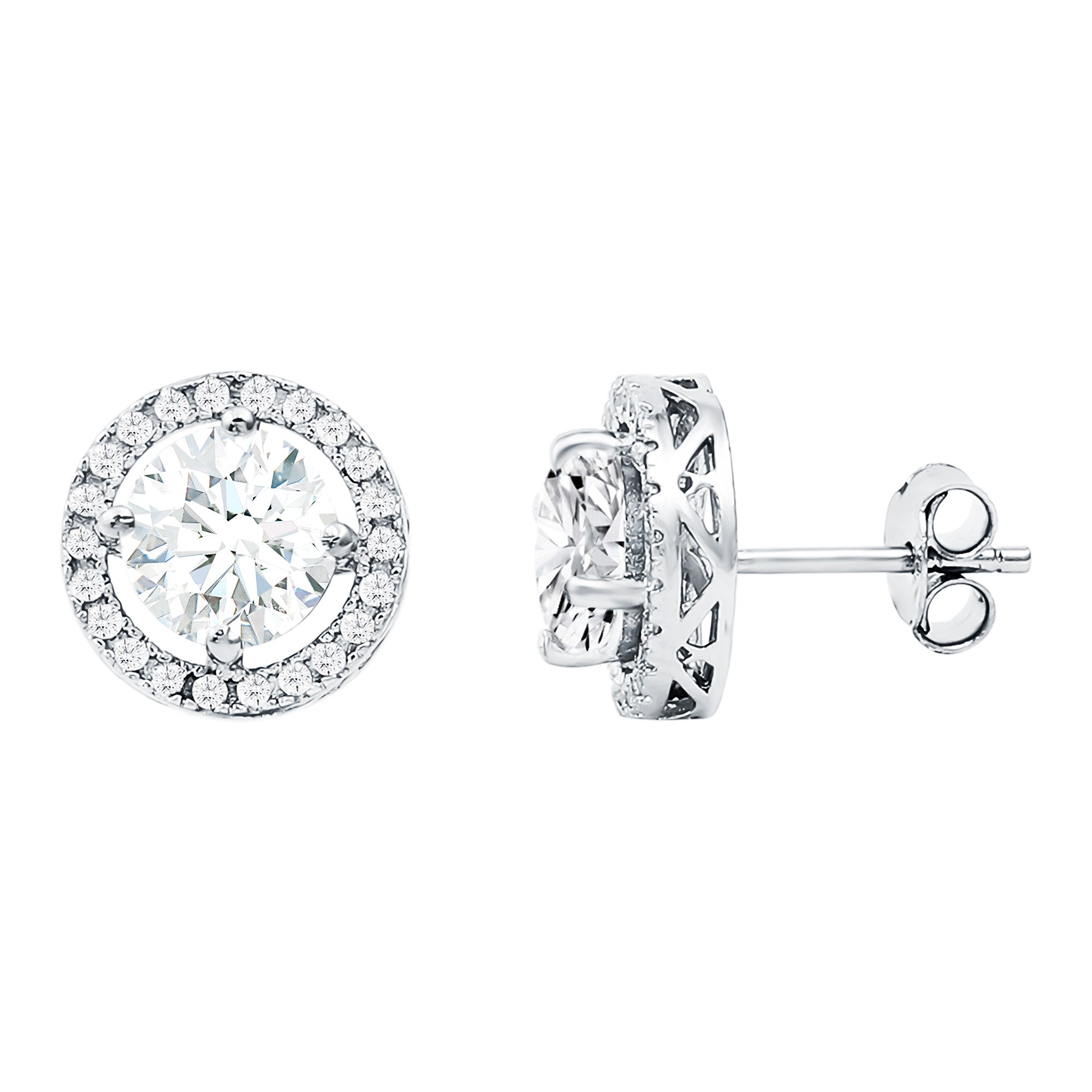 Certified Cubic Zirconia Stud Earrings with Halo