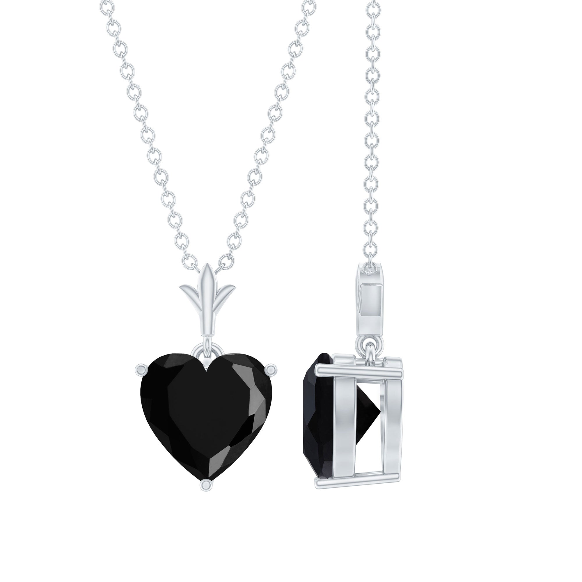 2 CT Heart Shape Black Onyx Solitaire Pendant