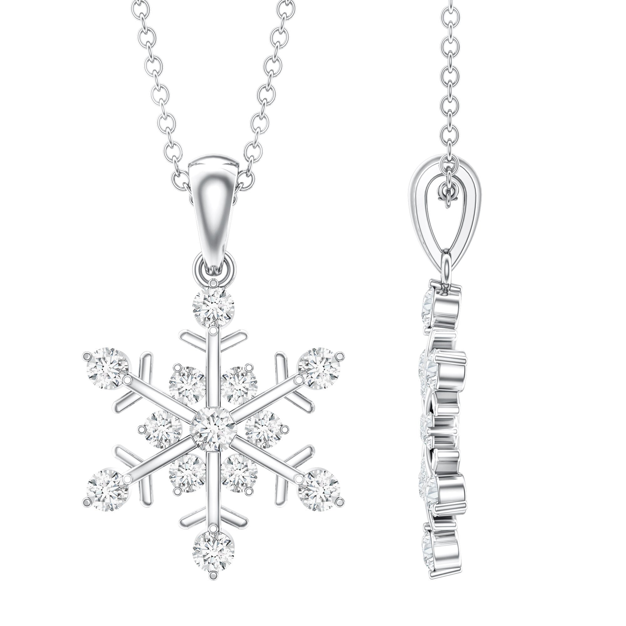 Certified Moissanite Scatter Snowflake Pendant D-VS1 - Rosec Jewels