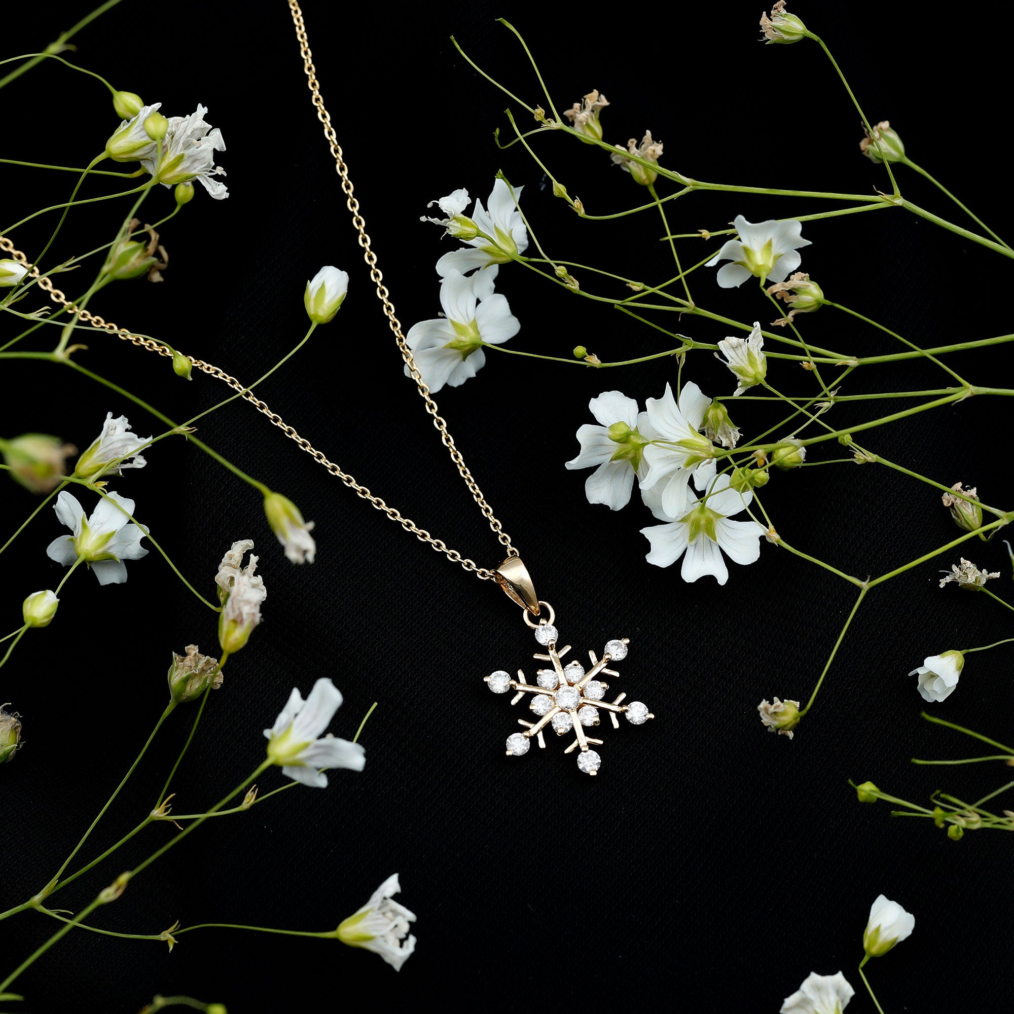 Certified Moissanite Scatter Snowflake Pendant D-VS1 - Rosec Jewels