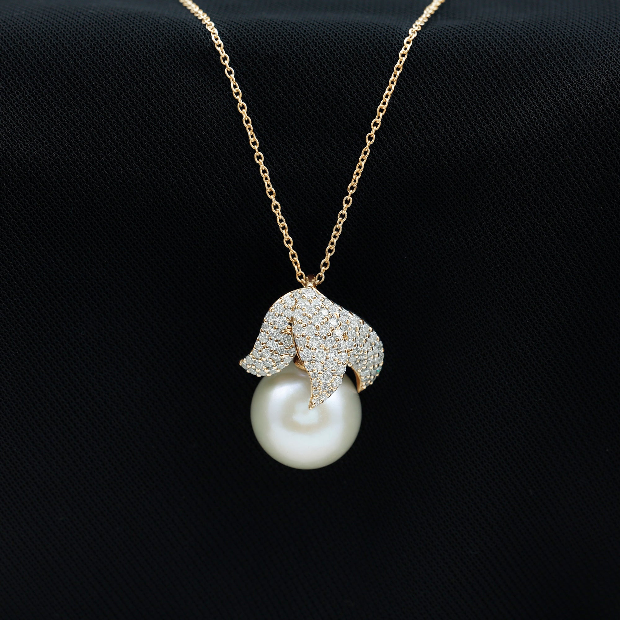 Certified Freshwater Pearl Bridal Necklace with Lab Diamond AAA - Rosec Jewels