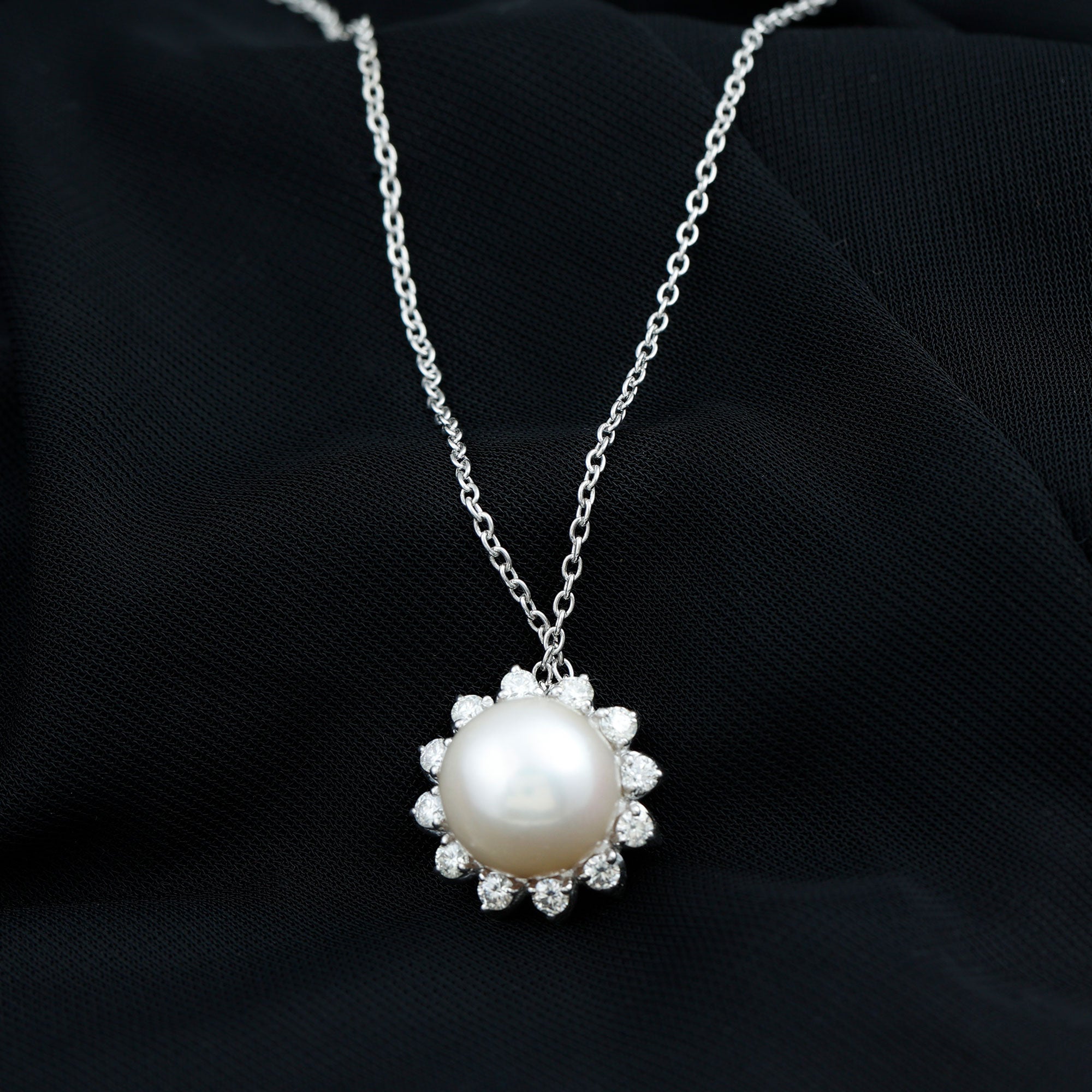 Natural 11 Carat Freshwater Pearl Flower Necklace in Silver AAA 92.5 Sterling Silver - Rosec Jewels