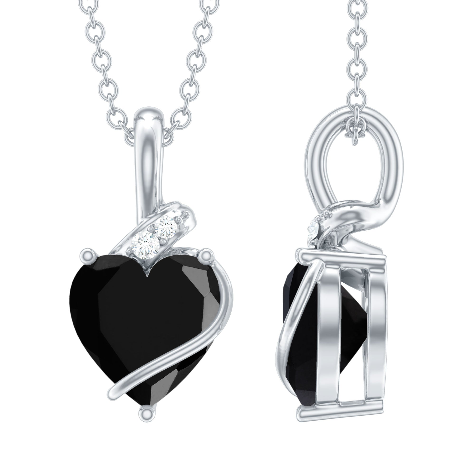 Certified 8 MM Lab Grown Black Diamond Heart Necklace