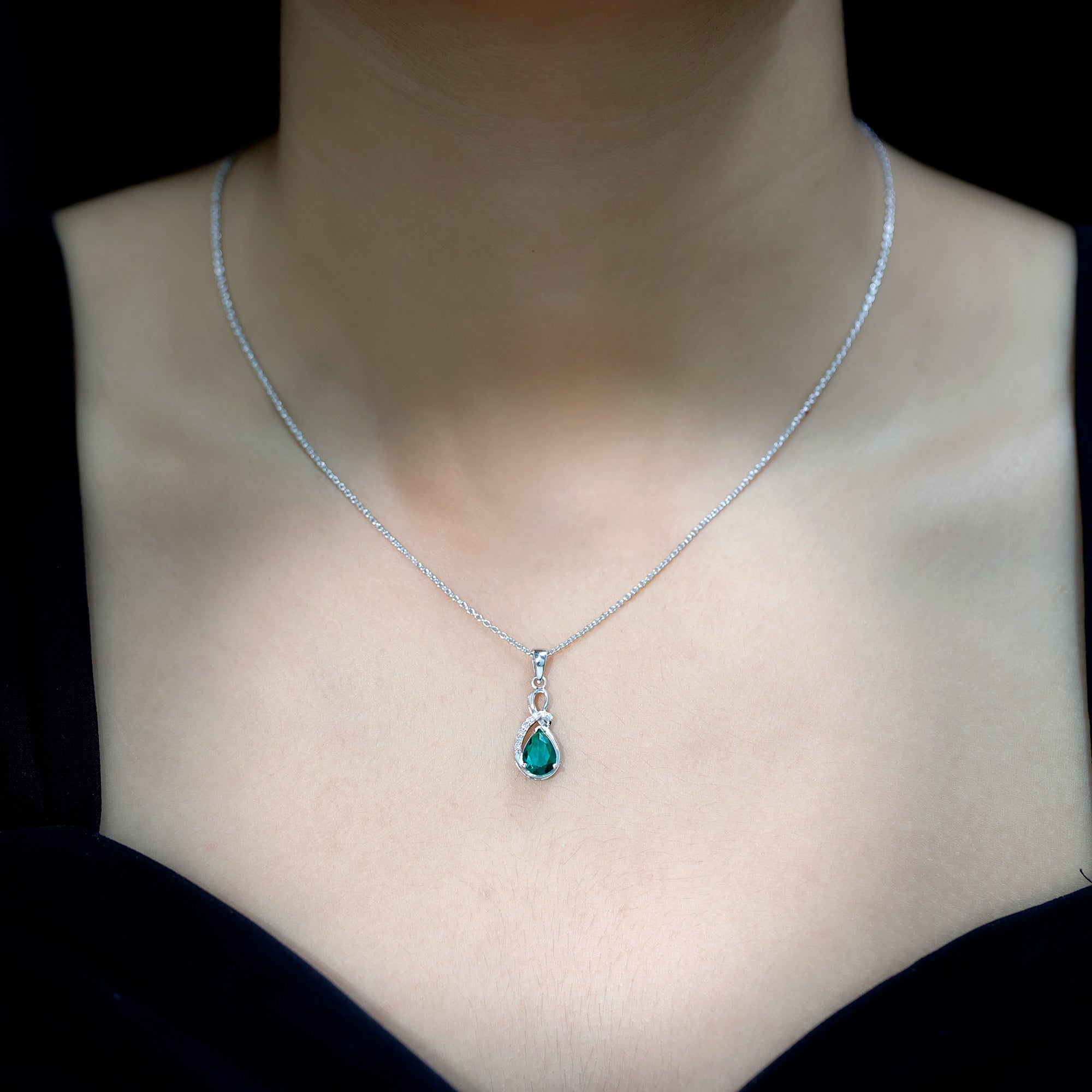 Certified Lab Grown Emerald Designer Necklace with Diamond AAAA - Rosec Jewels
