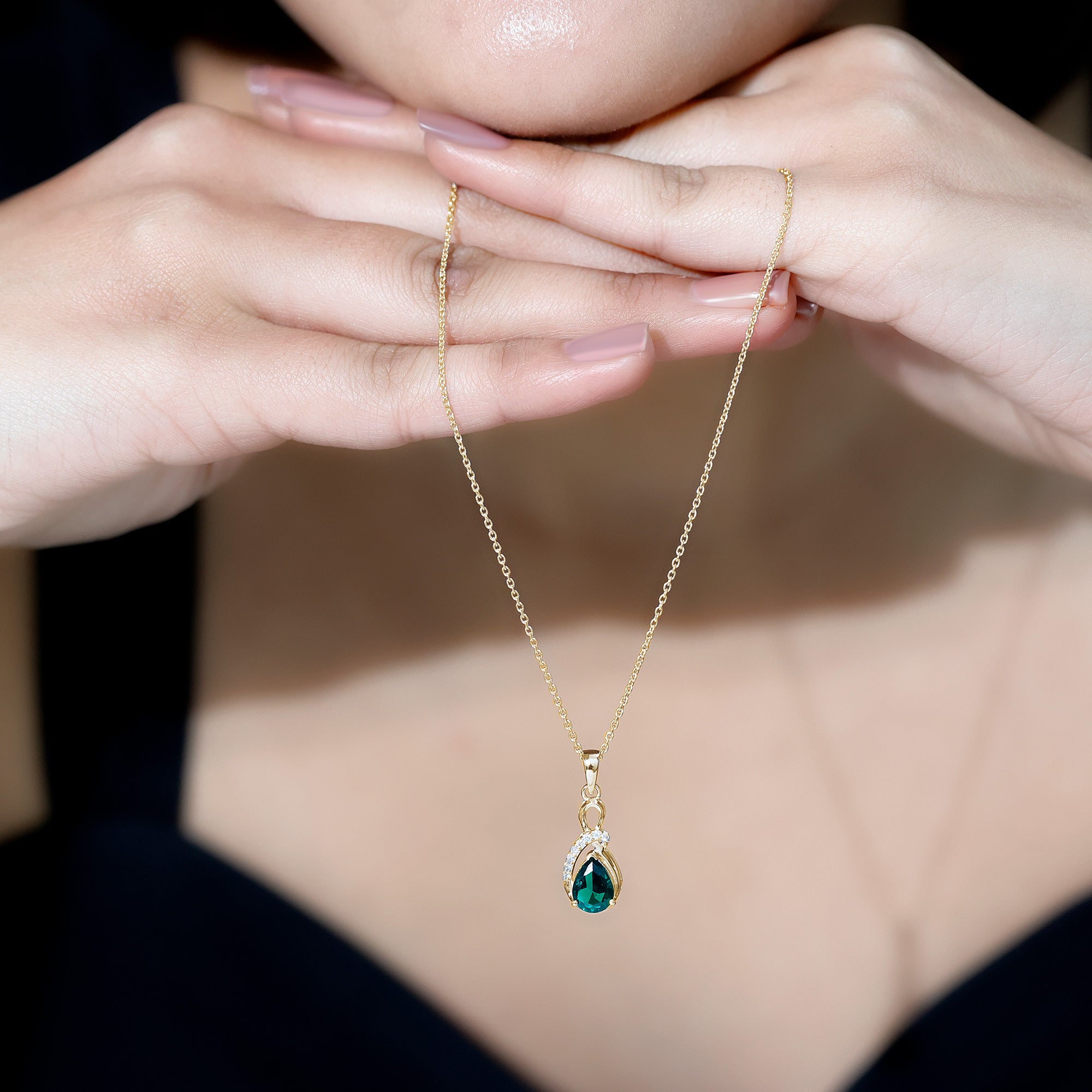 Certified Lab Grown Emerald Designer Necklace with Diamond AAAA - Rosec Jewels