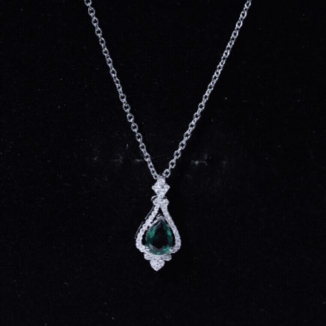 Vintage Inspired Lab Grown Emerald 0.75 Carat Bridal Necklace with Silver Chain AAAA 92.5 Sterling Silver - Rosec Jewels
