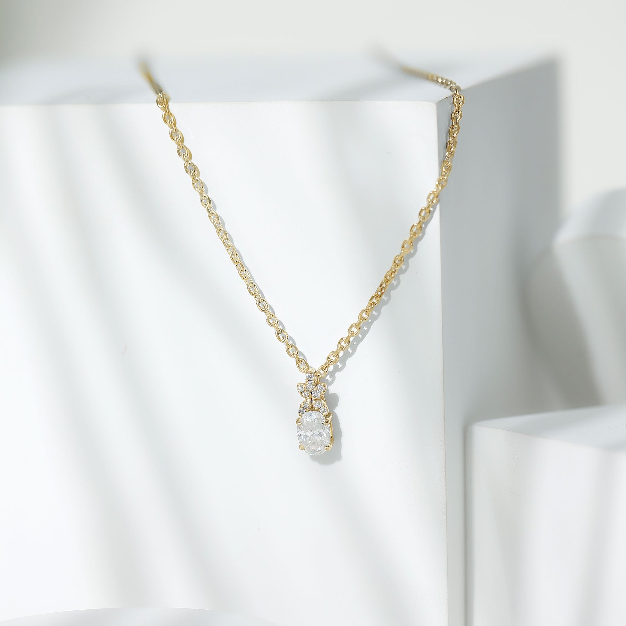 5X7 MM Oval Shaped Lab Grown Diamond Flower Pendant Lab - ( EF-VS ) - Rosec Jewels