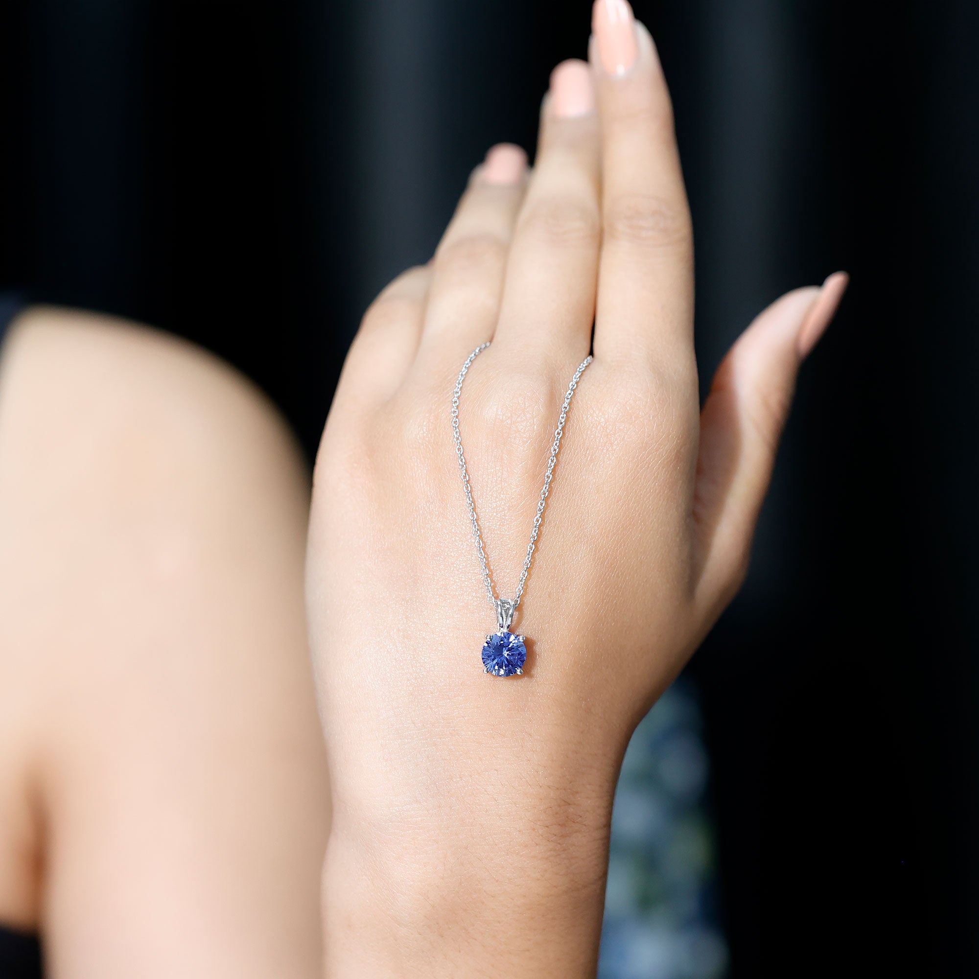 Certified 2.7 Carat Lab Blue Sapphire Solitaire Necklace With Silver Chain AAAA 92.5 Sterling Silver - Rosec Jewels