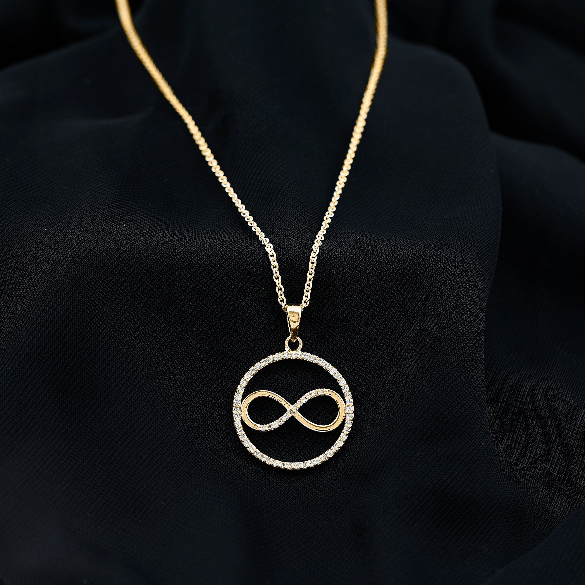 Rosec Jewels-Eternity Circle and Infinity Pendant Necklace with Diamonds For Women