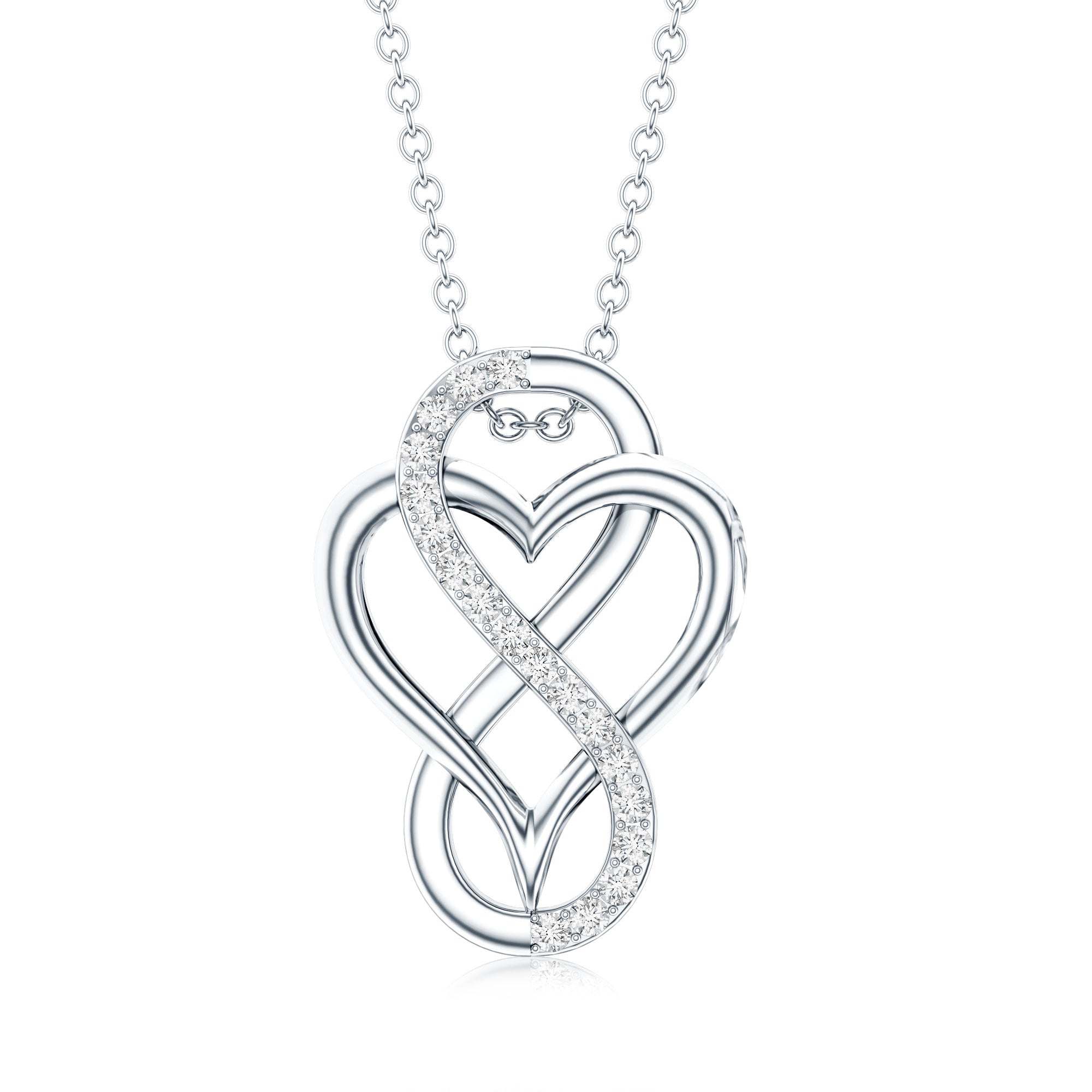 Brilliant Cut Diamond Infinity Heart Necklace for Women Natural - ( HI-SI ) - Rosec Jewels