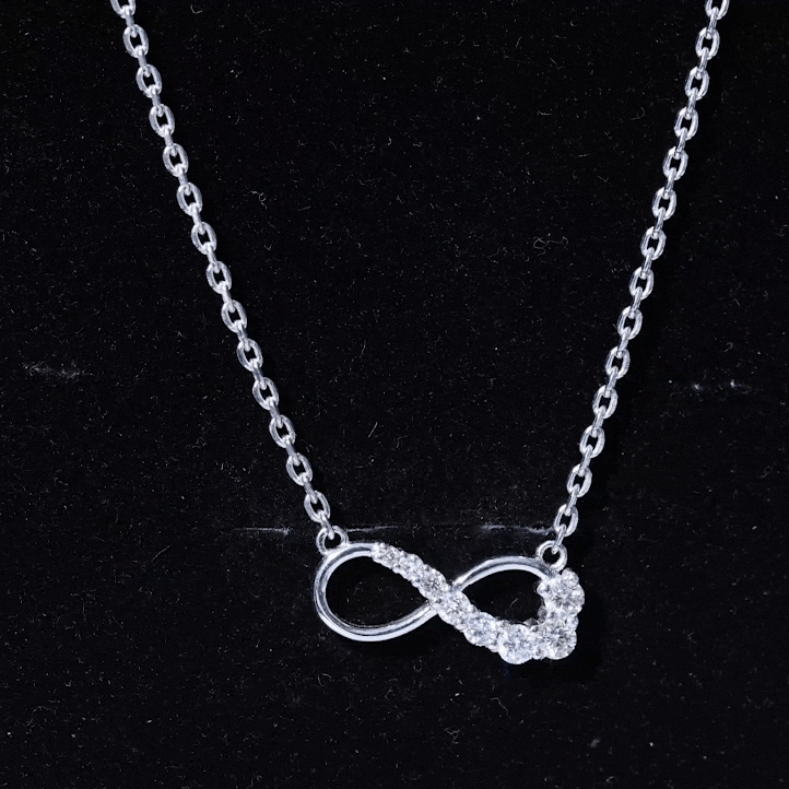Rosec Jewels-Gold Infinity Pendant Necklace with Diamond For Women