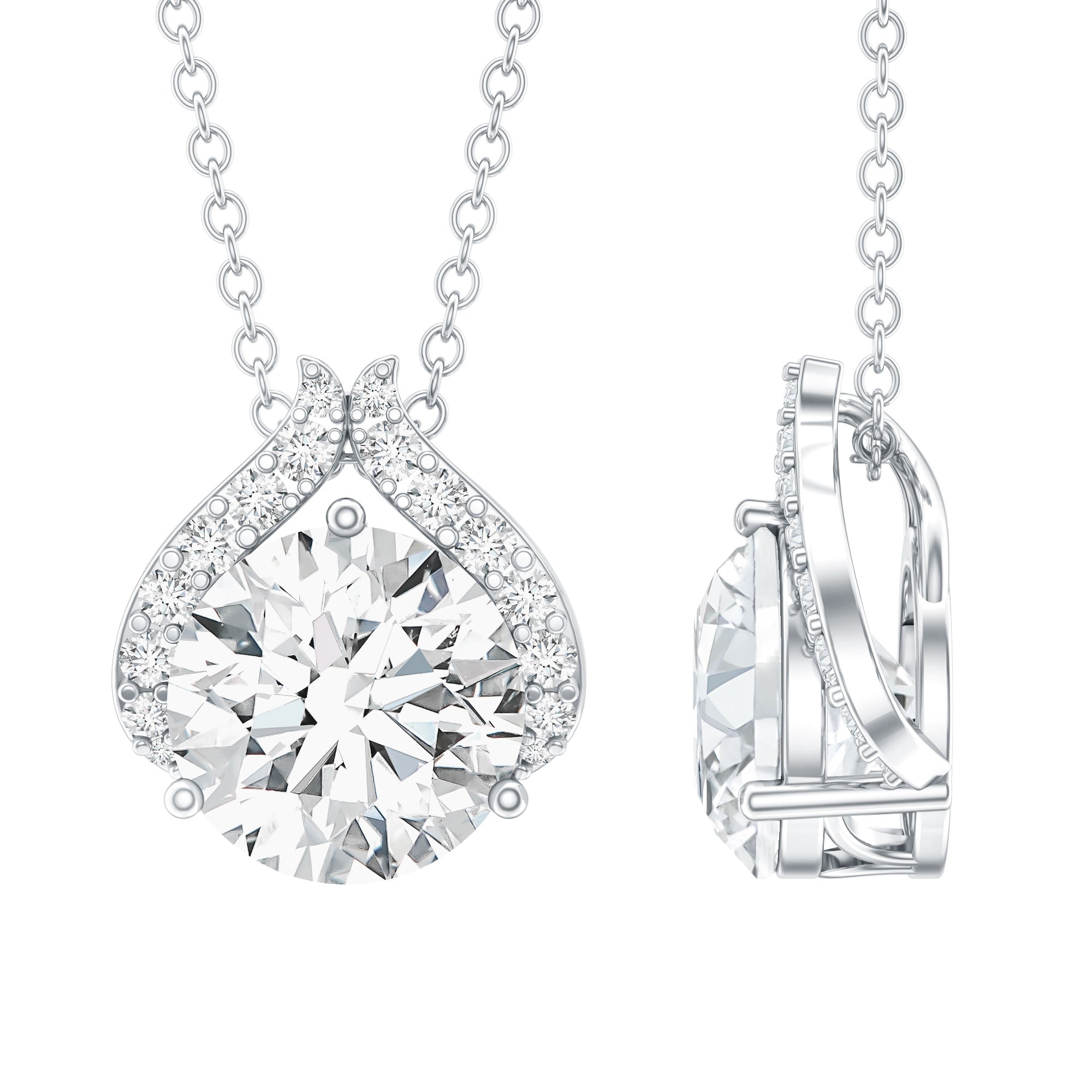 Certified 8 MM Round Lab Grown Diamond Bridal Necklace Lab - ( EF-VS ) - Rosec Jewels