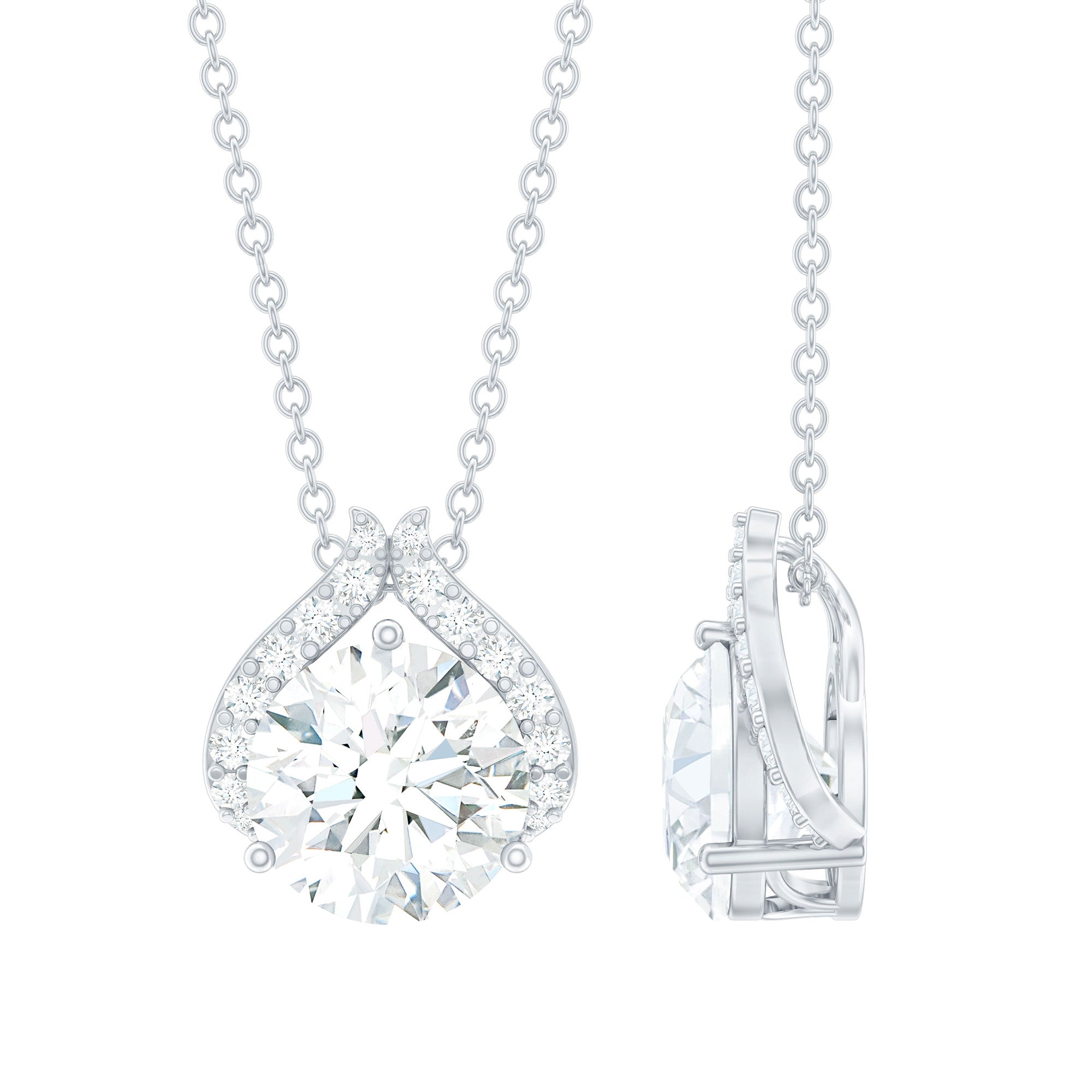 Certified 8 MM Round Lab Grown Diamond Bridal Necklace