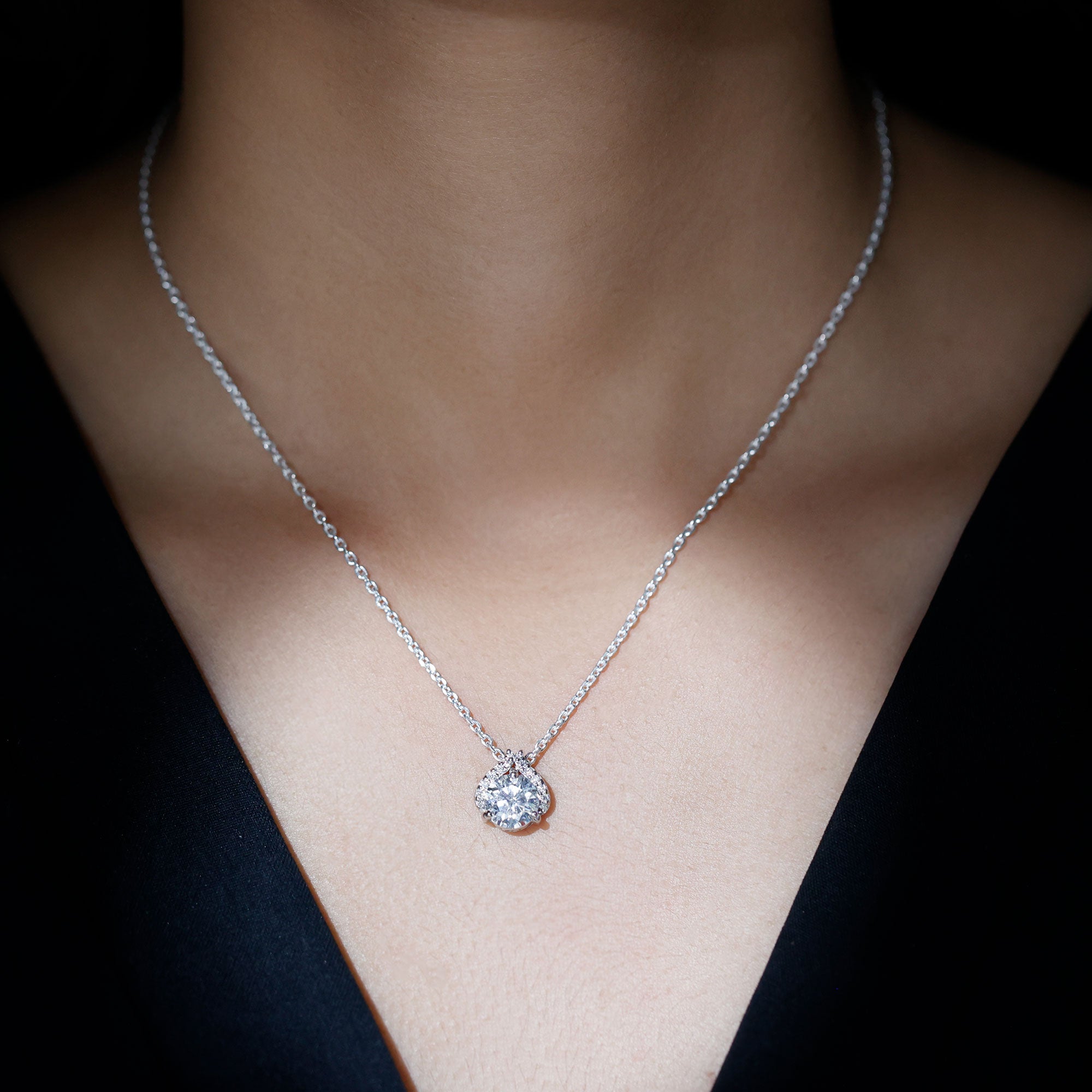 Certified 8 MM Round Lab Grown Diamond Bridal Necklace Lab - ( EF-VS ) - Rosec Jewels