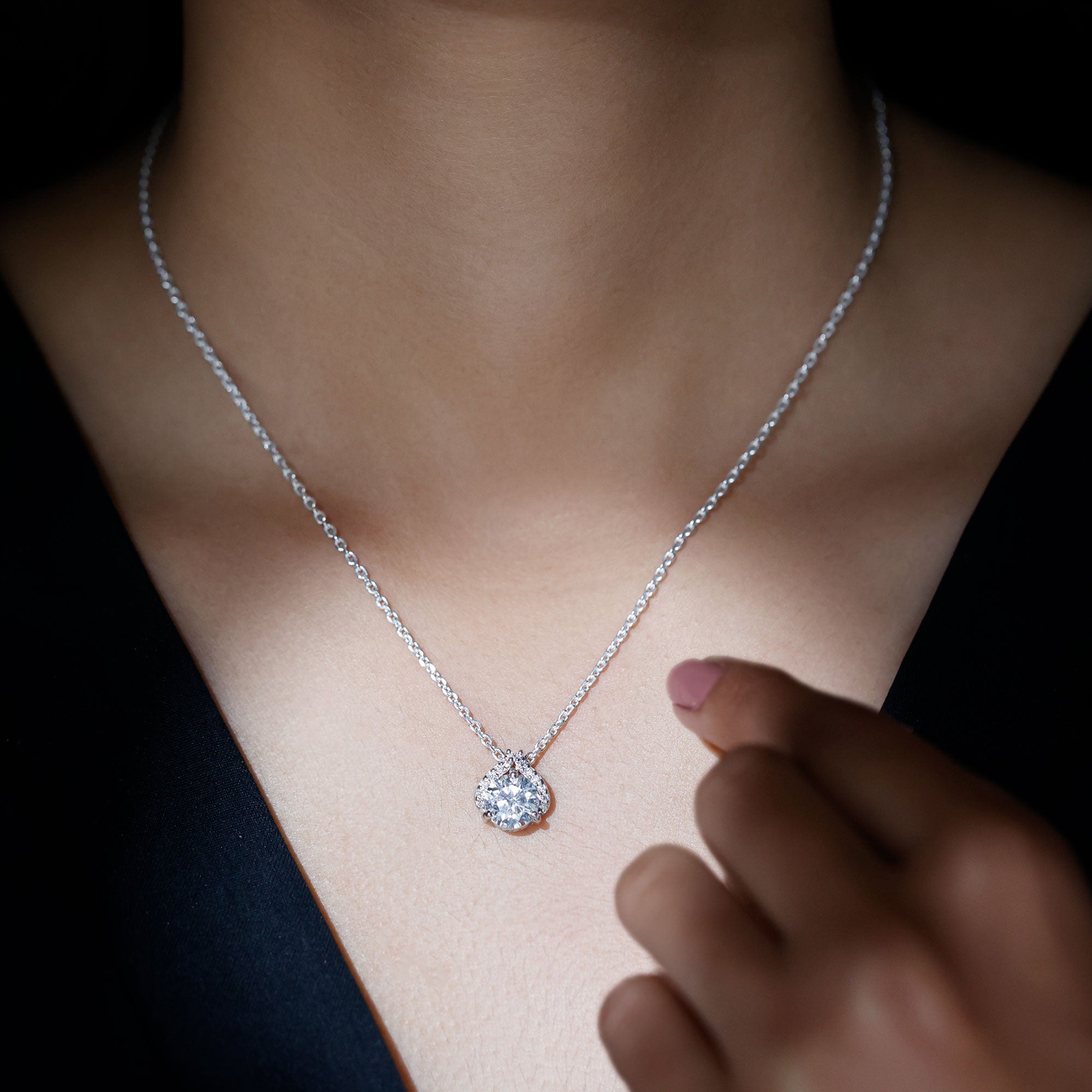 Certified 8 MM Round Lab Grown Diamond Bridal Necklace Lab - ( EF-VS ) - Rosec Jewels