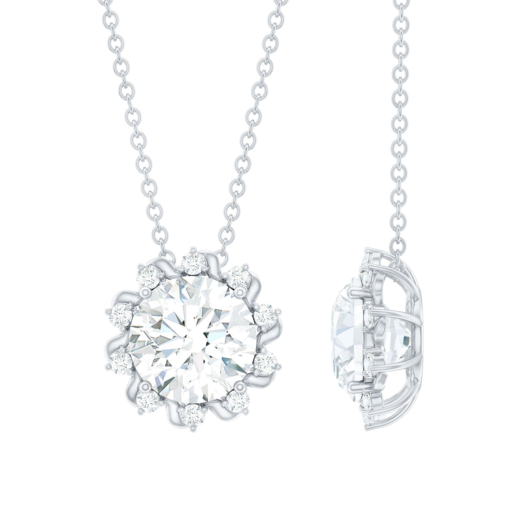 8 MM Round Cut Lab Grown Diamond Starburst Necklace