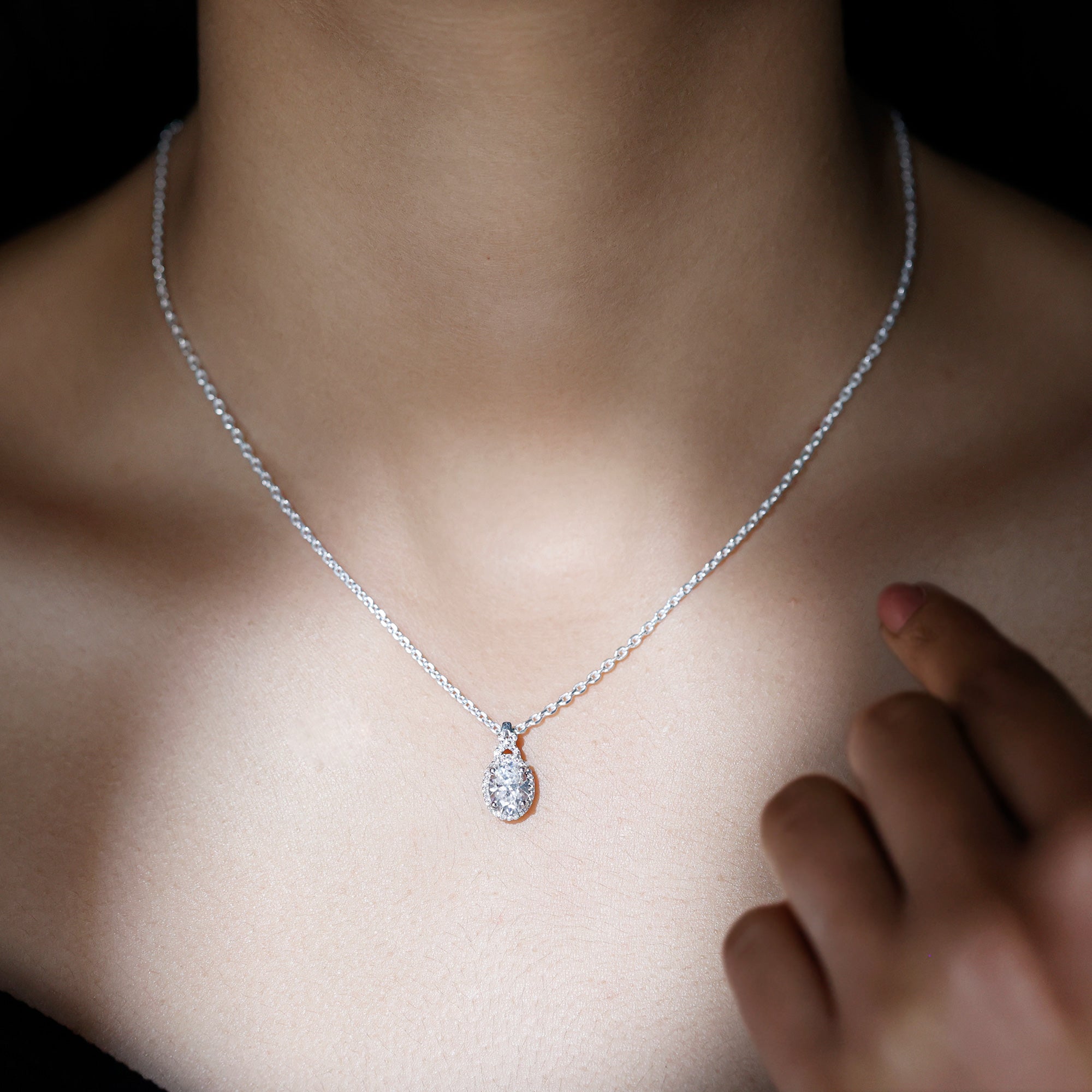 Lab Grown Diamond Vintage Style Pendant With Halo Lab - ( EF-VS ) - Rosec Jewels