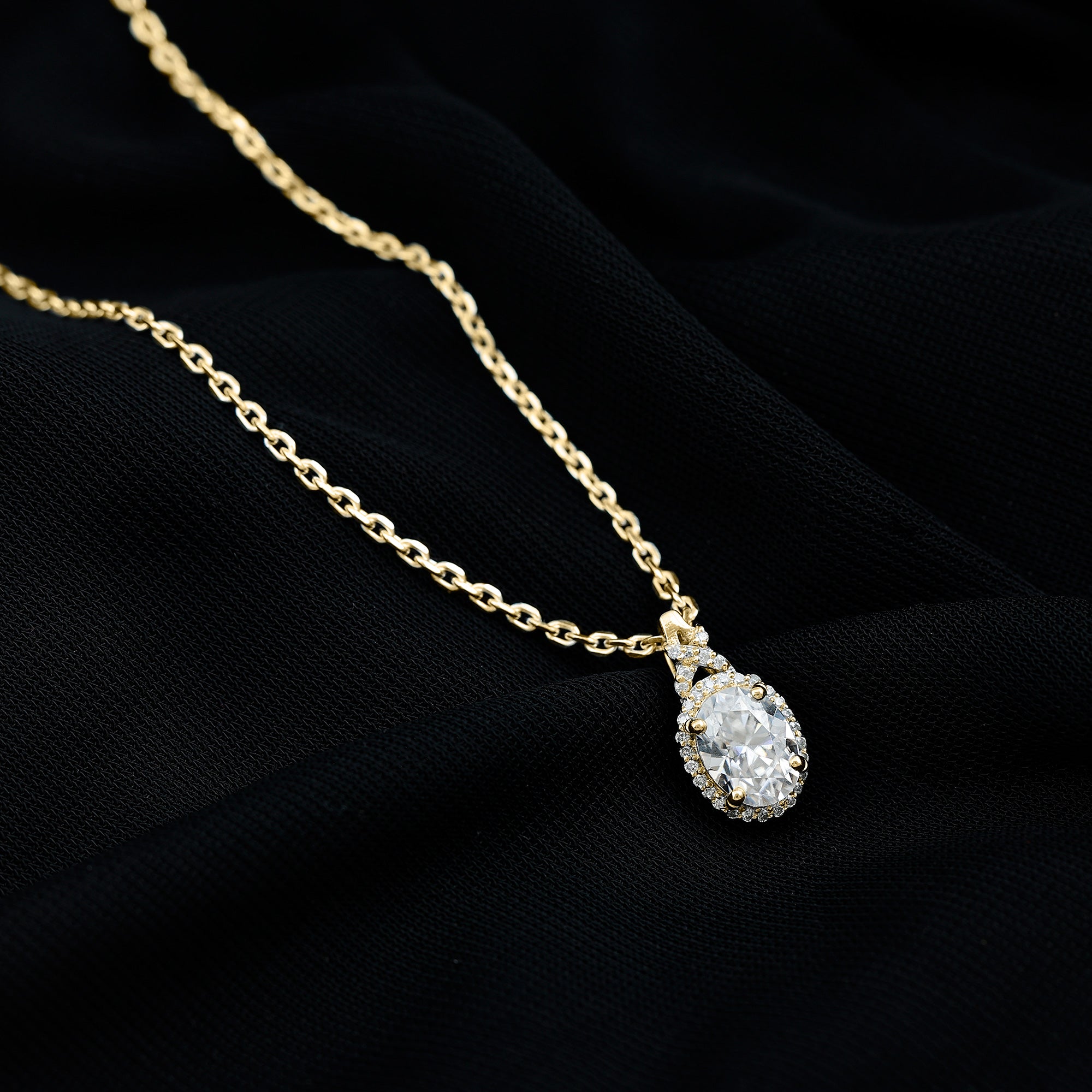 Lab Grown Diamond Vintage Style Pendant With Halo Lab - ( EF-VS ) - Rosec Jewels