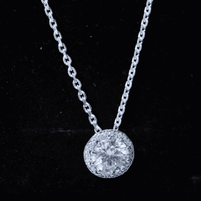 Certified 8 MM Circle Lab Grown Diamond Necklace With Halo Lab - ( EF-VS ) - Rosec Jewels