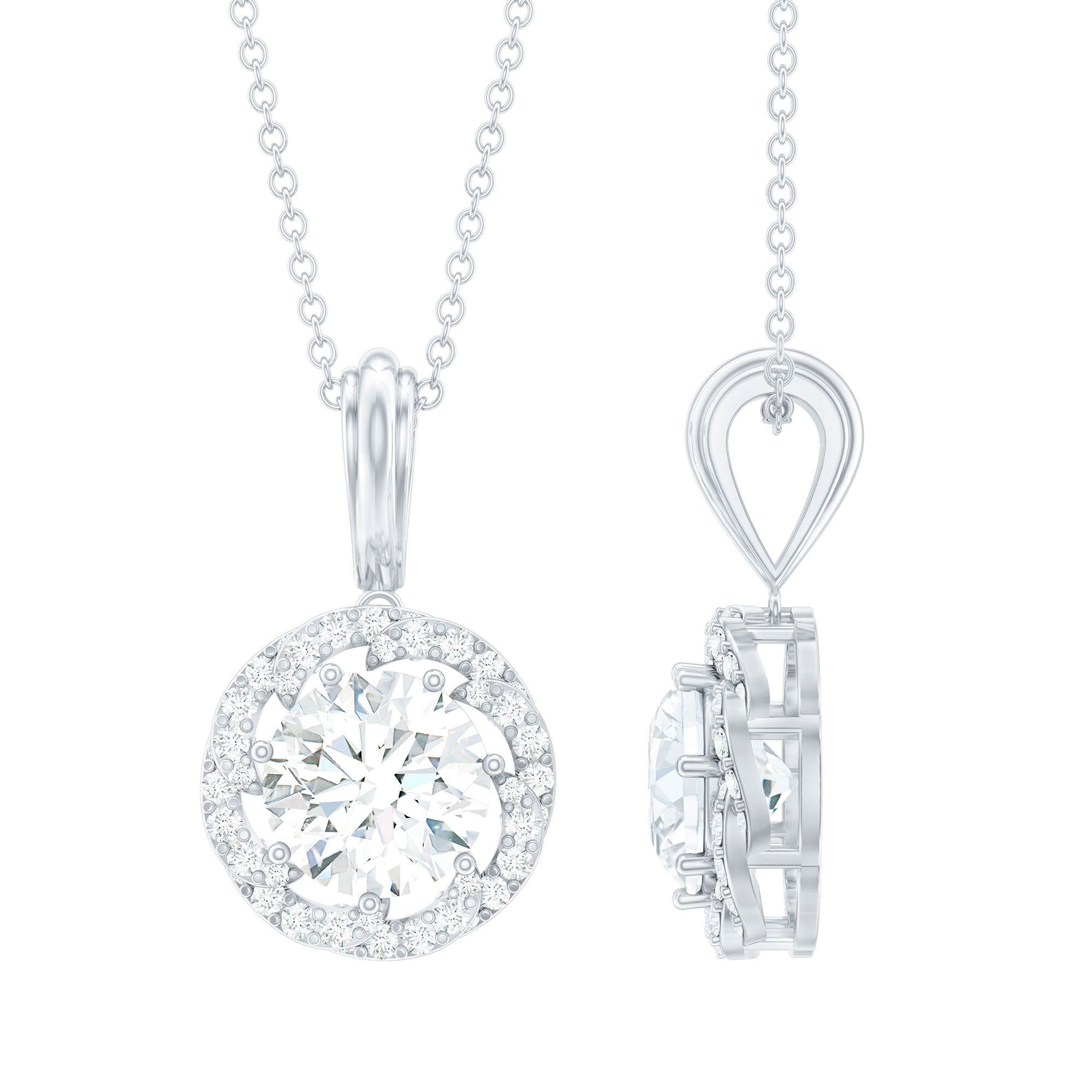 Certified 8 MM Lab Grown Diamond Halo Necklace