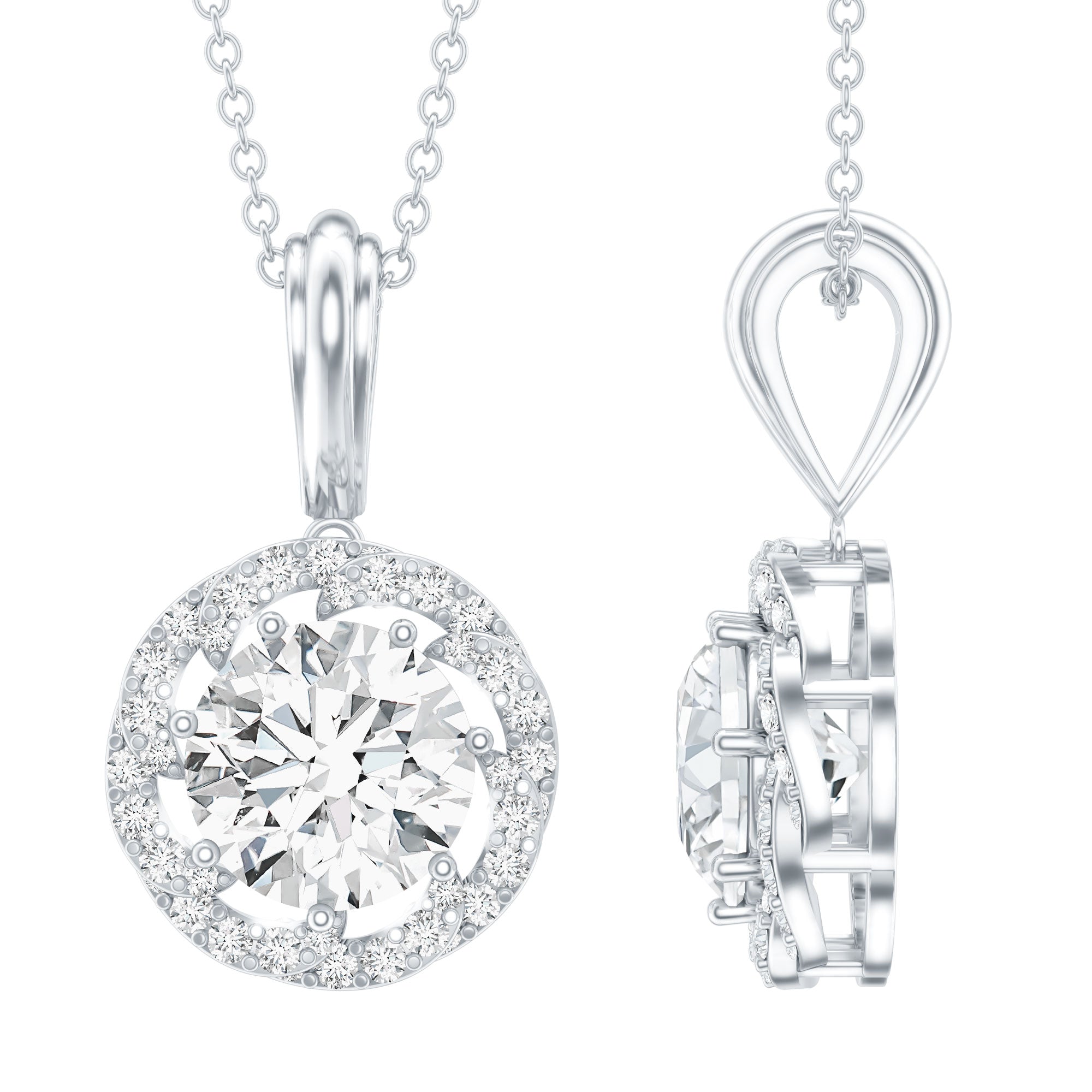 Certified 8 MM Lab Grown Diamond Halo Necklace